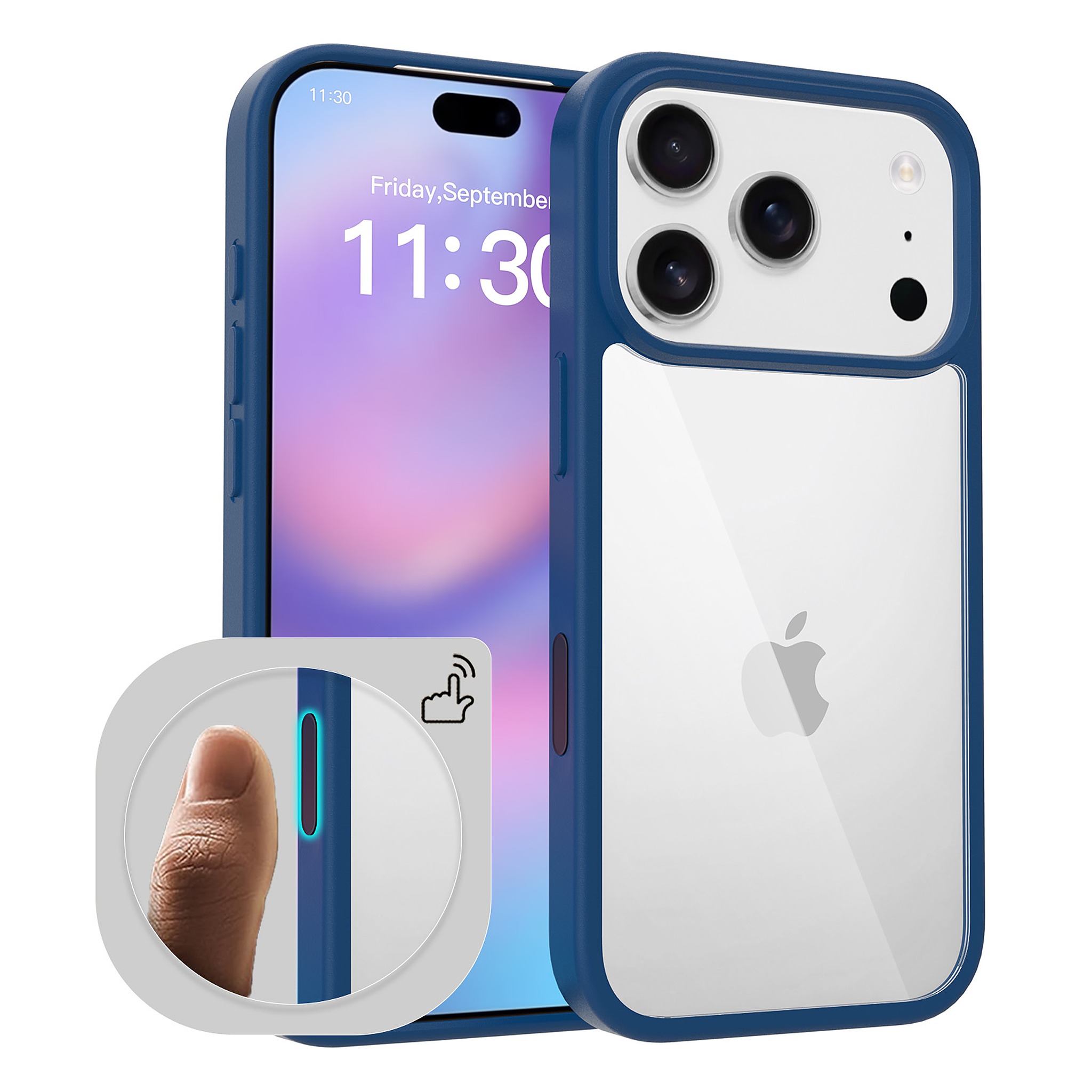 SendaFit Clear Camera-Button Case for iPhone 18 Pro (Fits iPhone 17 Pro) - Royal Blue
