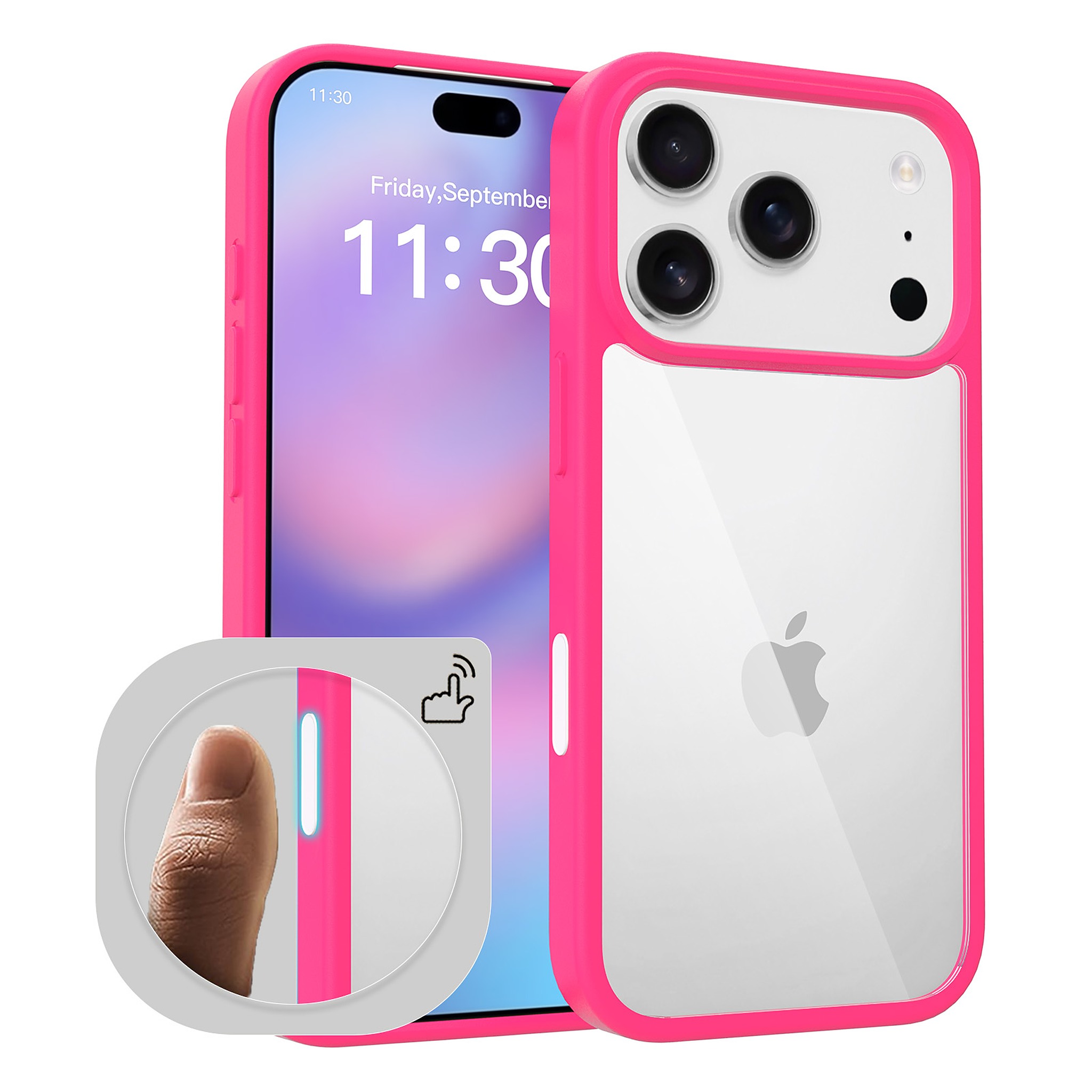 SendaFit Clear Camera-Button Case for iPhone 18 Pro (Fits iPhone 17 Pro) - Rose Red