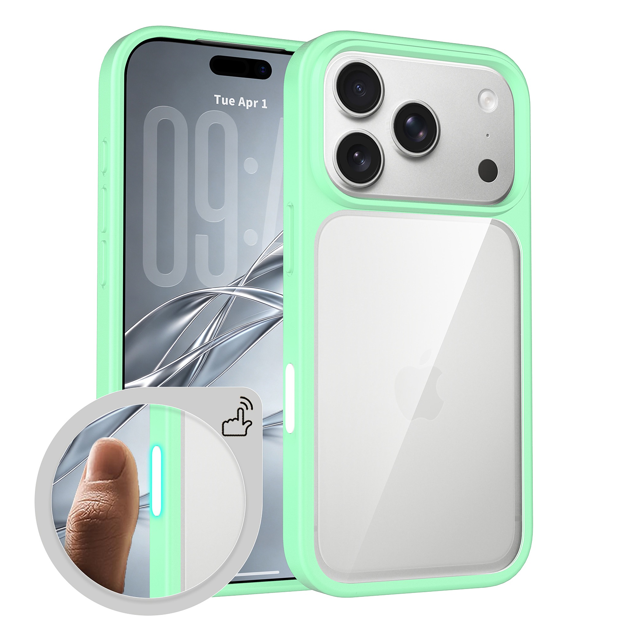 SendaFit Clear Two-in-One Touch Camera-Button Case for iPhone 18 Pro (Fits iPhone 17 Pro) - Ice Green