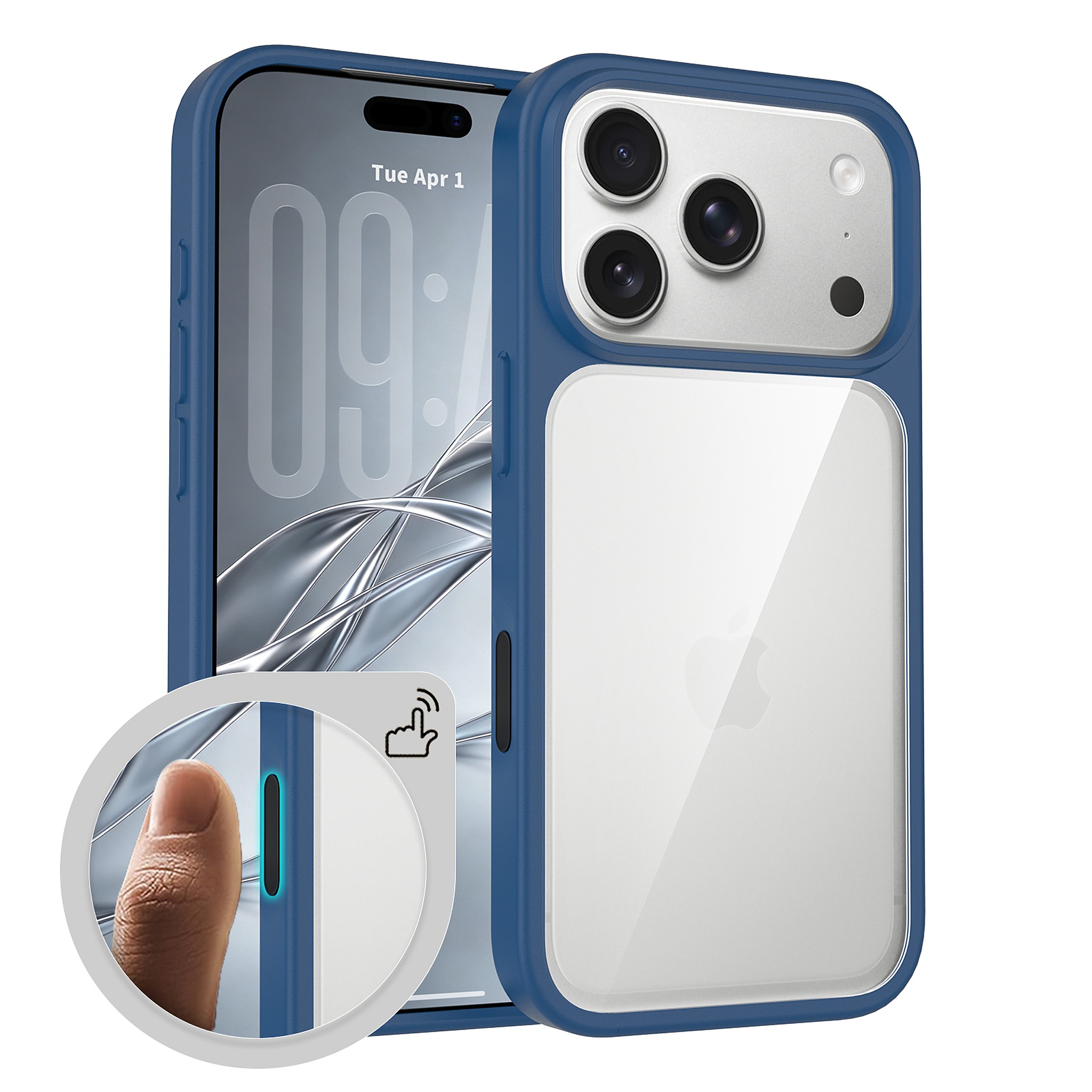 SendaFit Clear Two-in-One Touch Camera-Button Case for iPhone 18 Pro (Fits iPhone 17 Pro) - Royal Blue