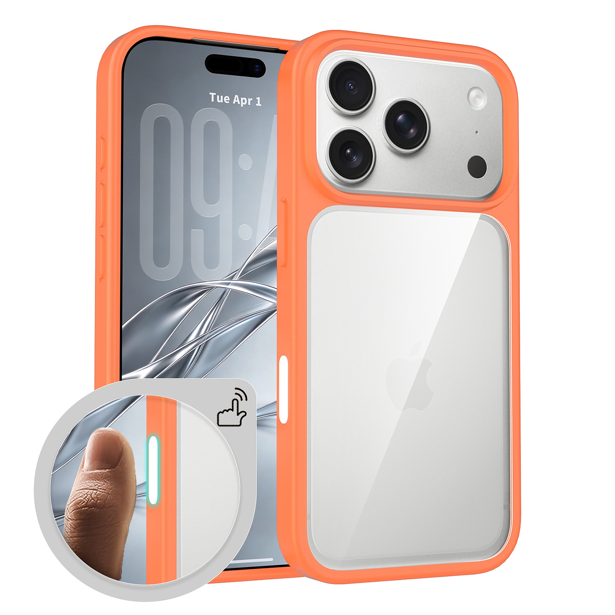 SendaFit Clear Two-in-One Touch Camera-Button Case for iPhone 18 Pro (Fits iPhone 17 Pro) - Orange