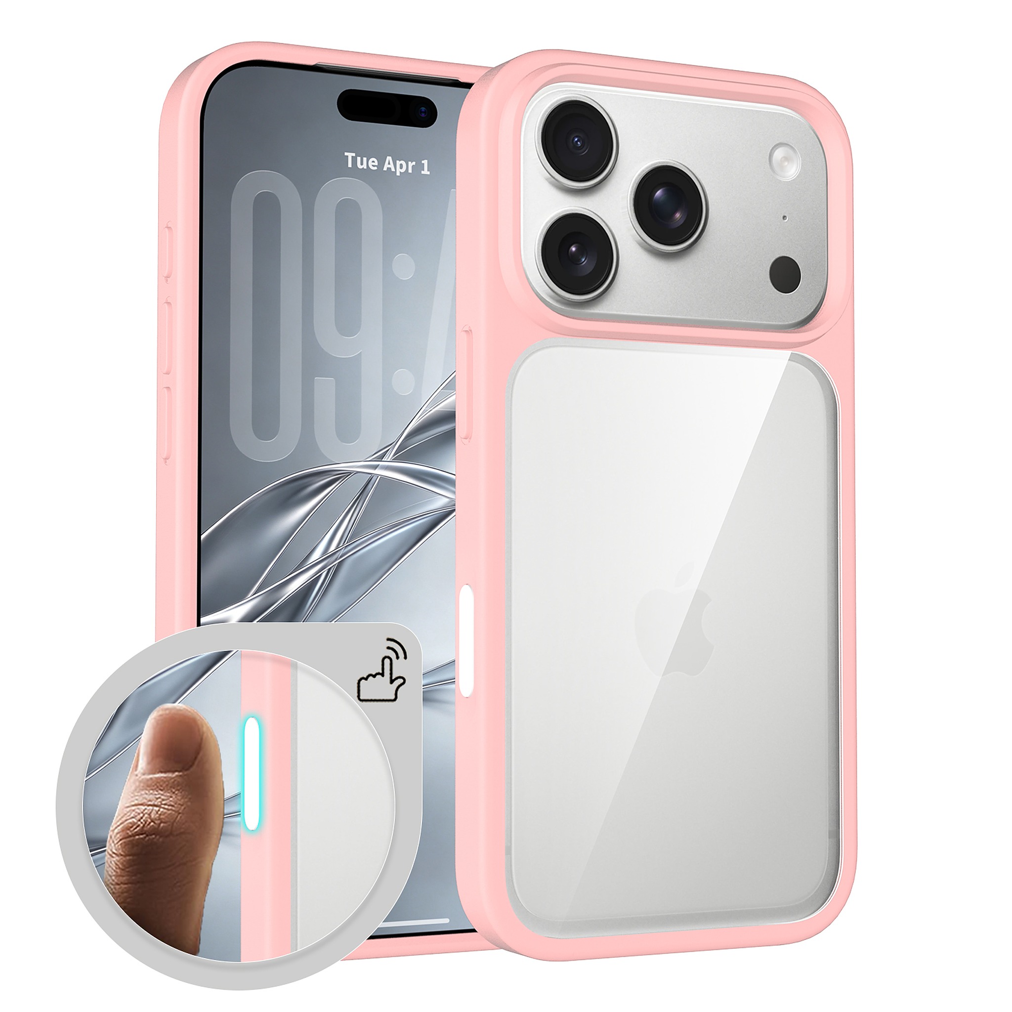 SendaFit Clear Two-in-One Touch Camera-Button Case for iPhone 18 Pro (Fits iPhone 17 Pro) - Light Pink