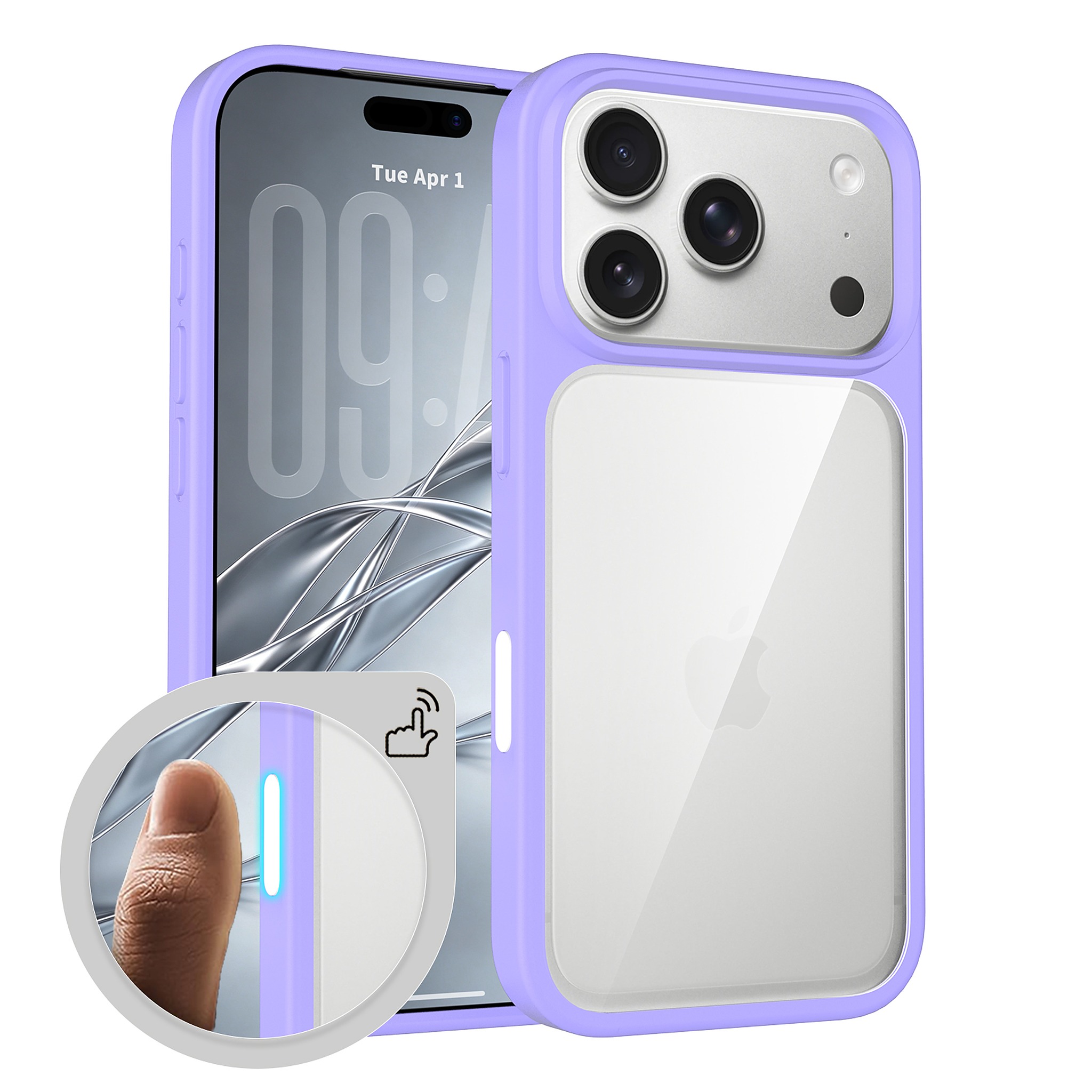 SendaFit Clear Two-in-One Touch Camera-Button Case for iPhone 18 Pro (Fits iPhone 17 Pro) - Light Purple