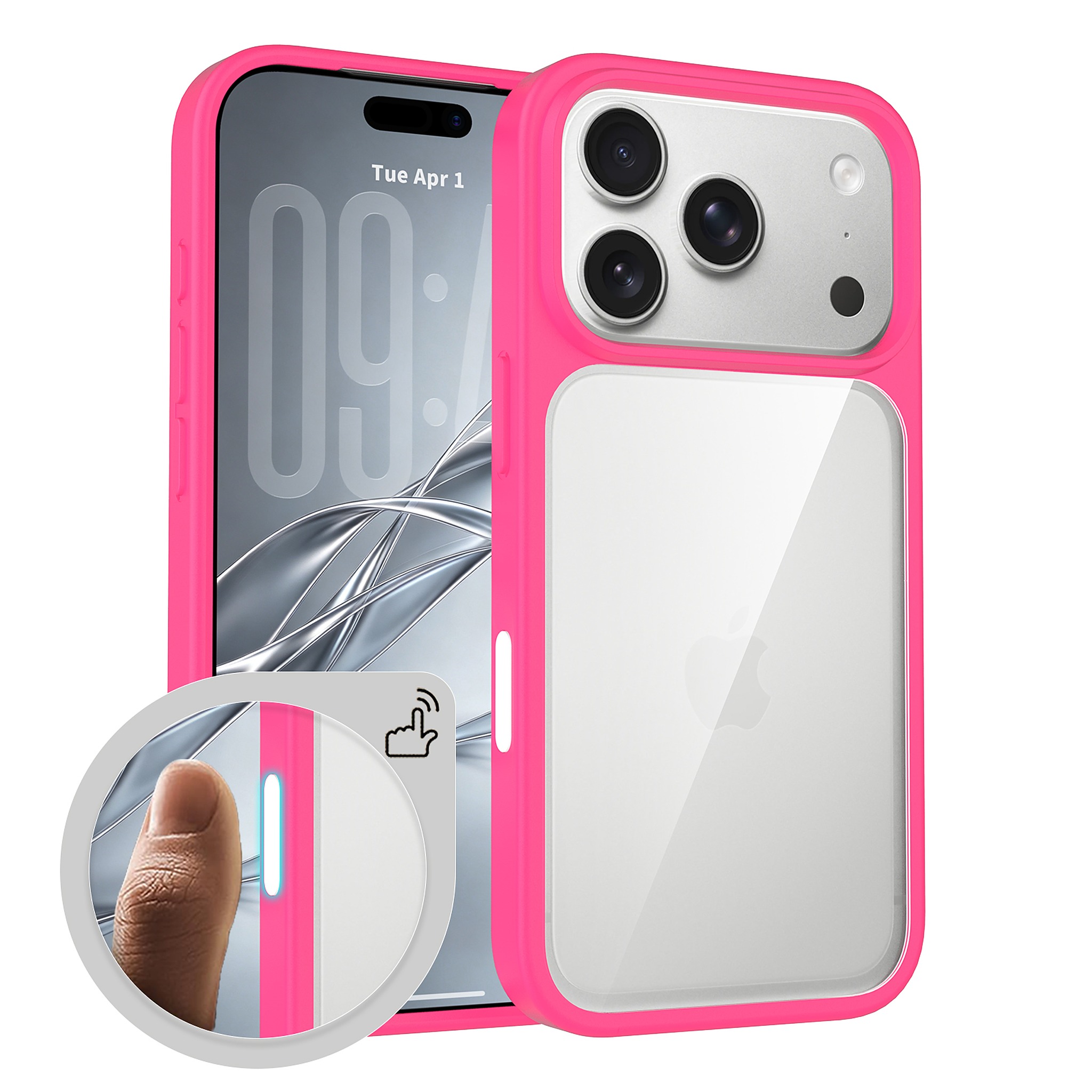 SendaFit Clear Two-in-One Touch Camera-Button Case for iPhone 18 Pro (Fits iPhone 17 Pro) - Rose Red