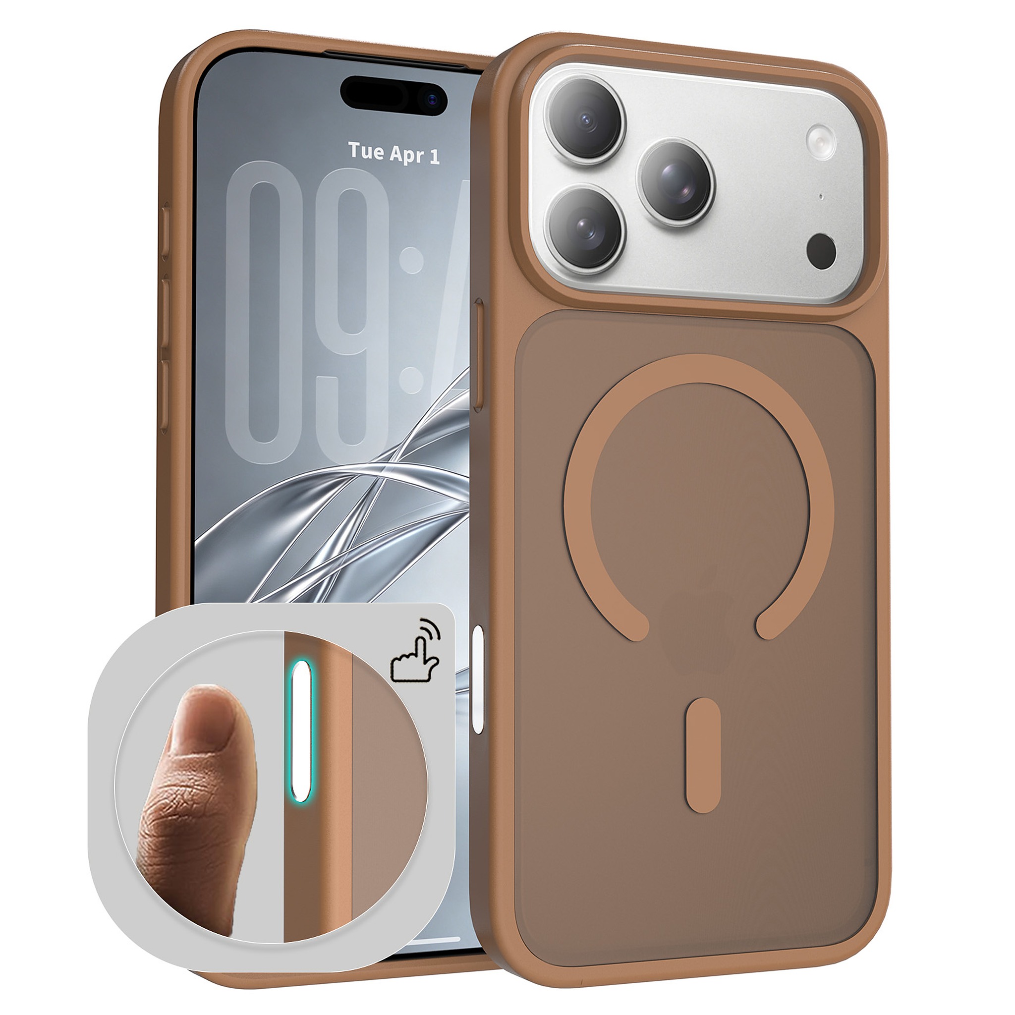 SendaFit Matte Skin-Feel Camera-Button Two-in-One MagSafe Case for iPhone 18 Pro Max (Fits iPhone 17 Pro Max) - Coffee Brown