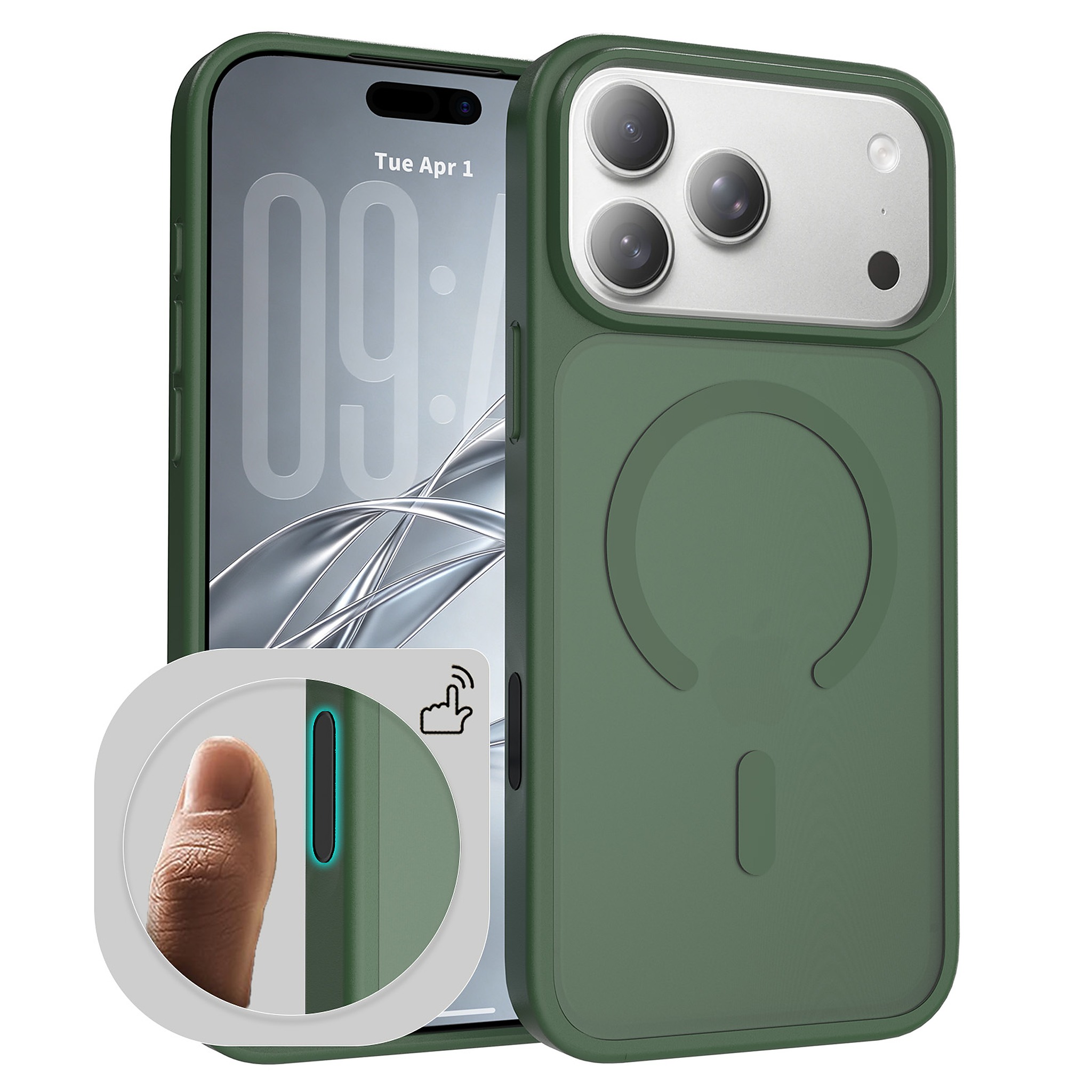 SendaFit Matte Skin-Feel Camera-Button Two-in-One MagSafe Case for iPhone 18 Pro Max (Fits iPhone 17 Pro Max) - Dark Green