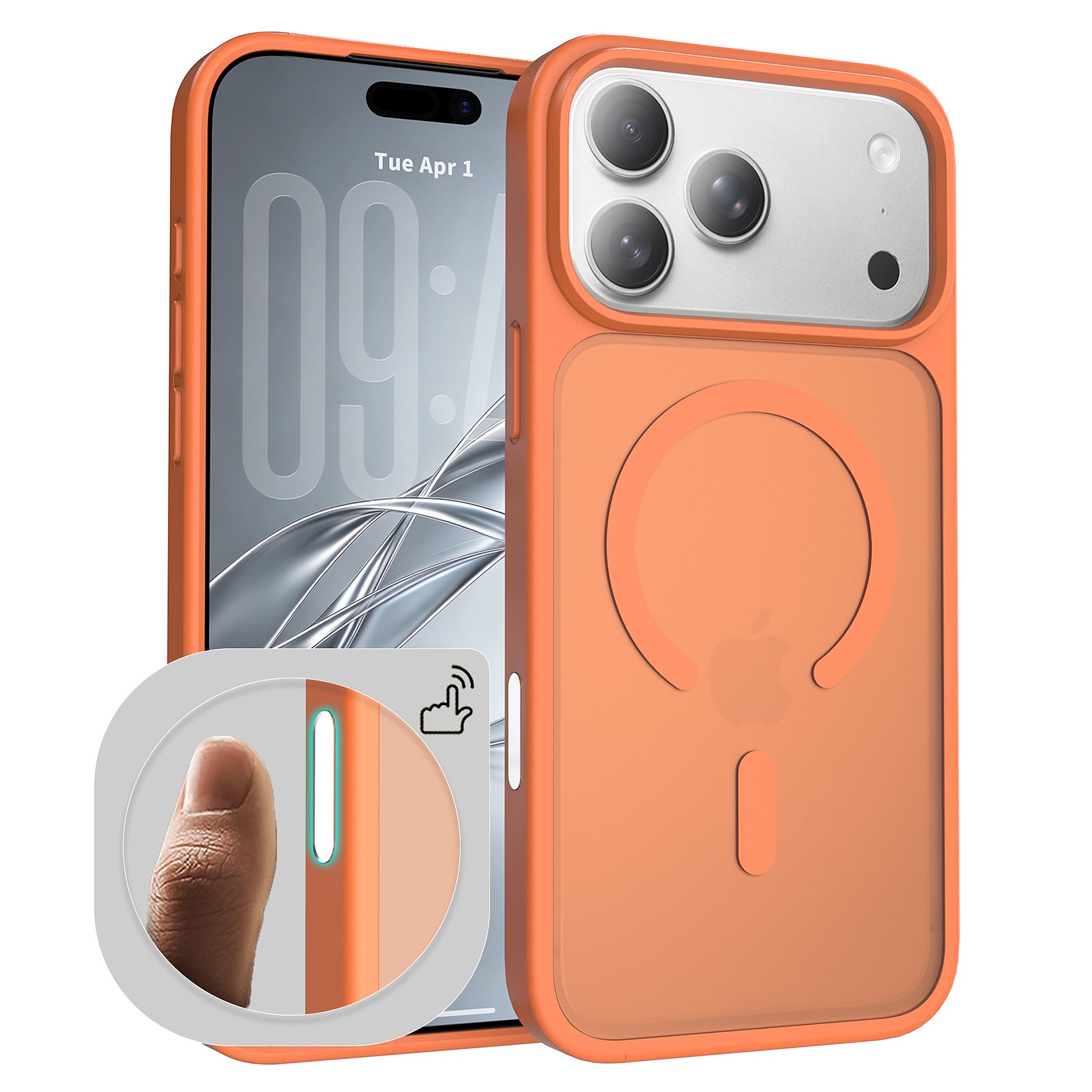SendaFit Matte Skin-Feel Camera-Button Two-in-One MagSafe Case for iPhone 18 Pro Max (Fits iPhone 17 Pro Max) - Orange