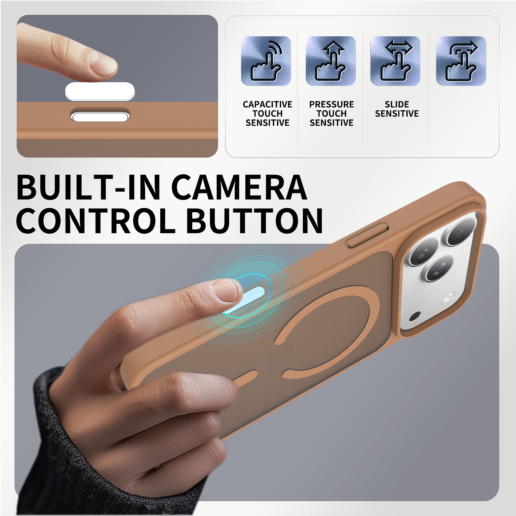 SendaFit Matte Skin-Feel Camera-Button Two-in-One MagSafe Case for iPhone 17 Pro Max & 18 Pro Max detail 2