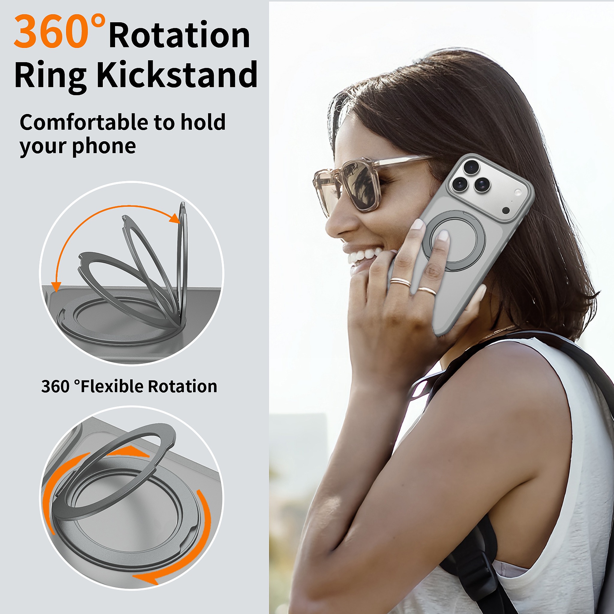 SendaFit Matte Skin-Feel 360° Stand Case for iPhone 17 Pro Max & 18 Pro Max detail 1