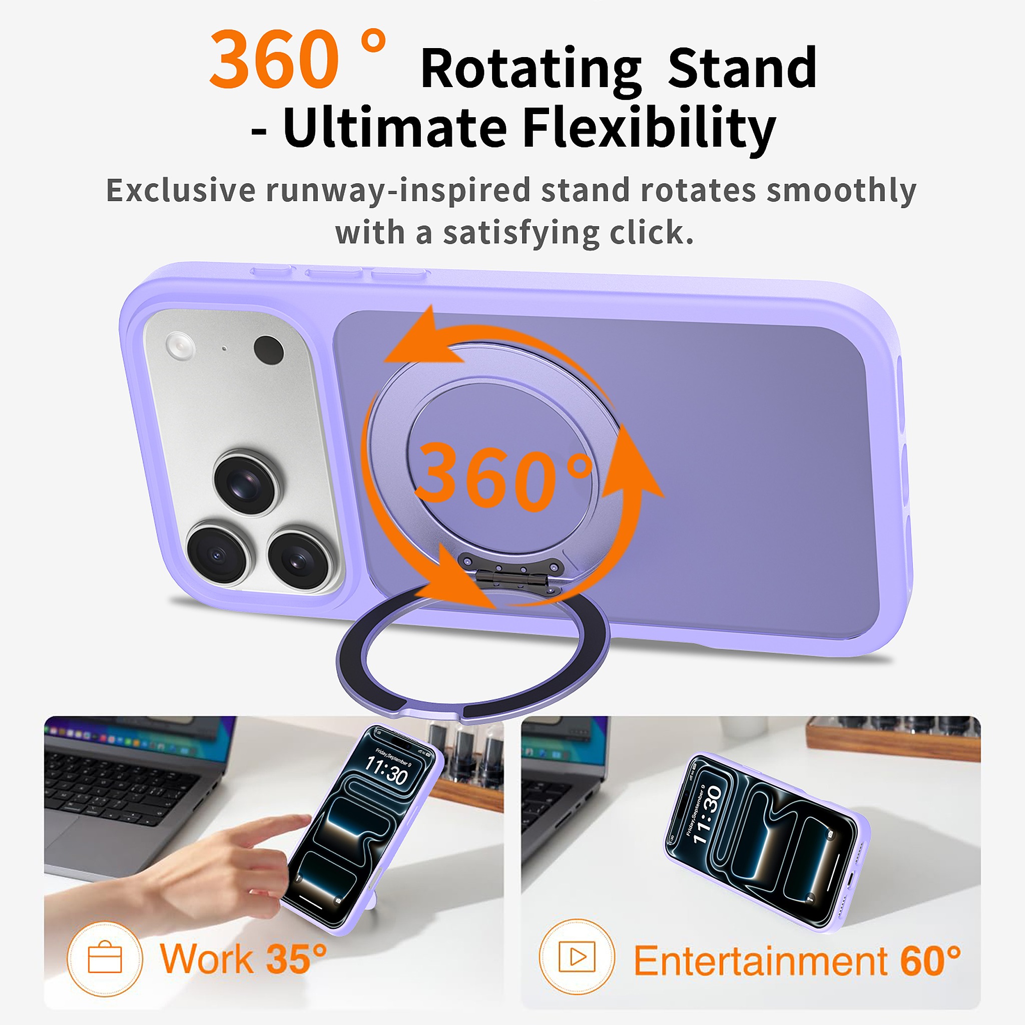 SendaFit Matte Skin-Feel 360° Stand Case for iPhone 17 Pro Max & 18 Pro Max detail 18