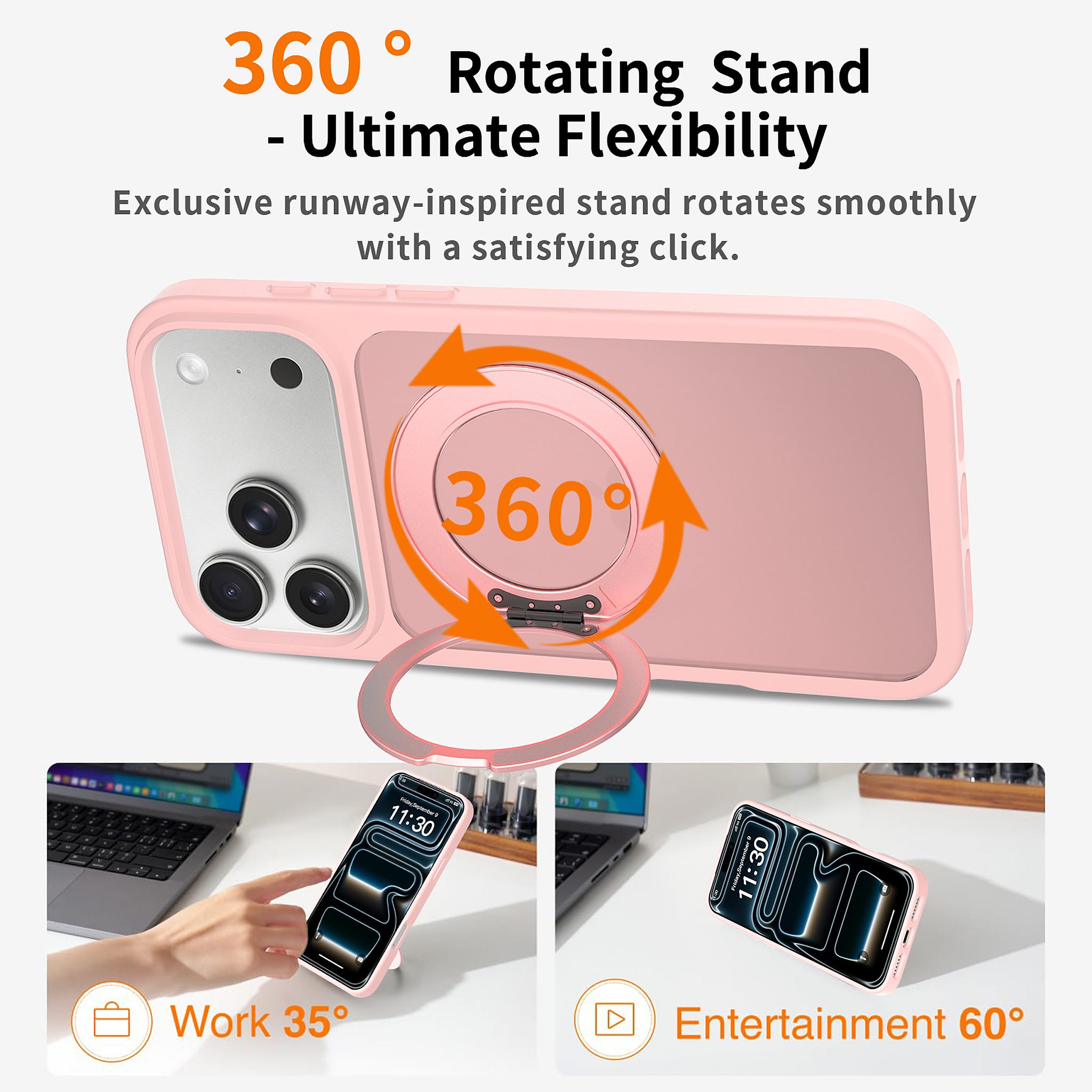 SendaFit Matte Skin-Feel 360° Stand Case for iPhone 17 Pro Max & 18 Pro Max detail 23