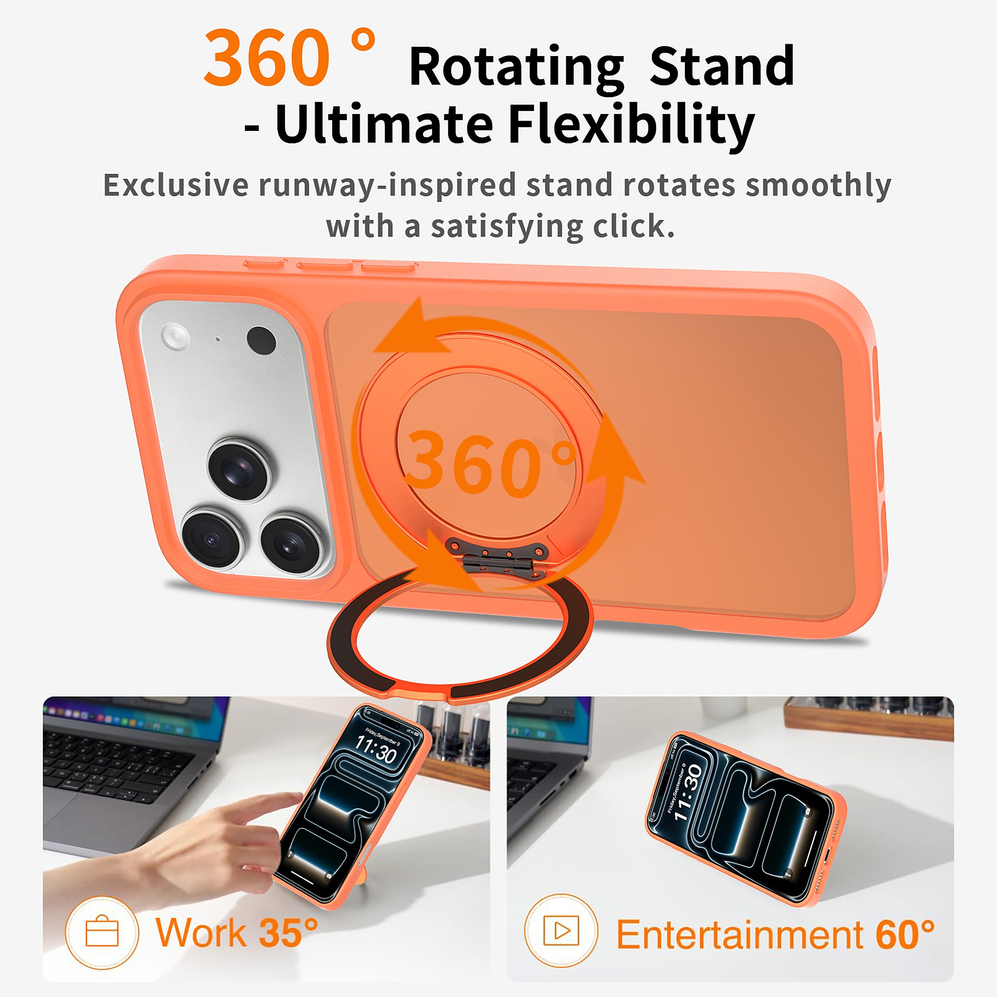 SendaFit Matte Skin-Feel 360° Stand Case for iPhone 17 Pro Max & 18 Pro Max detail 29