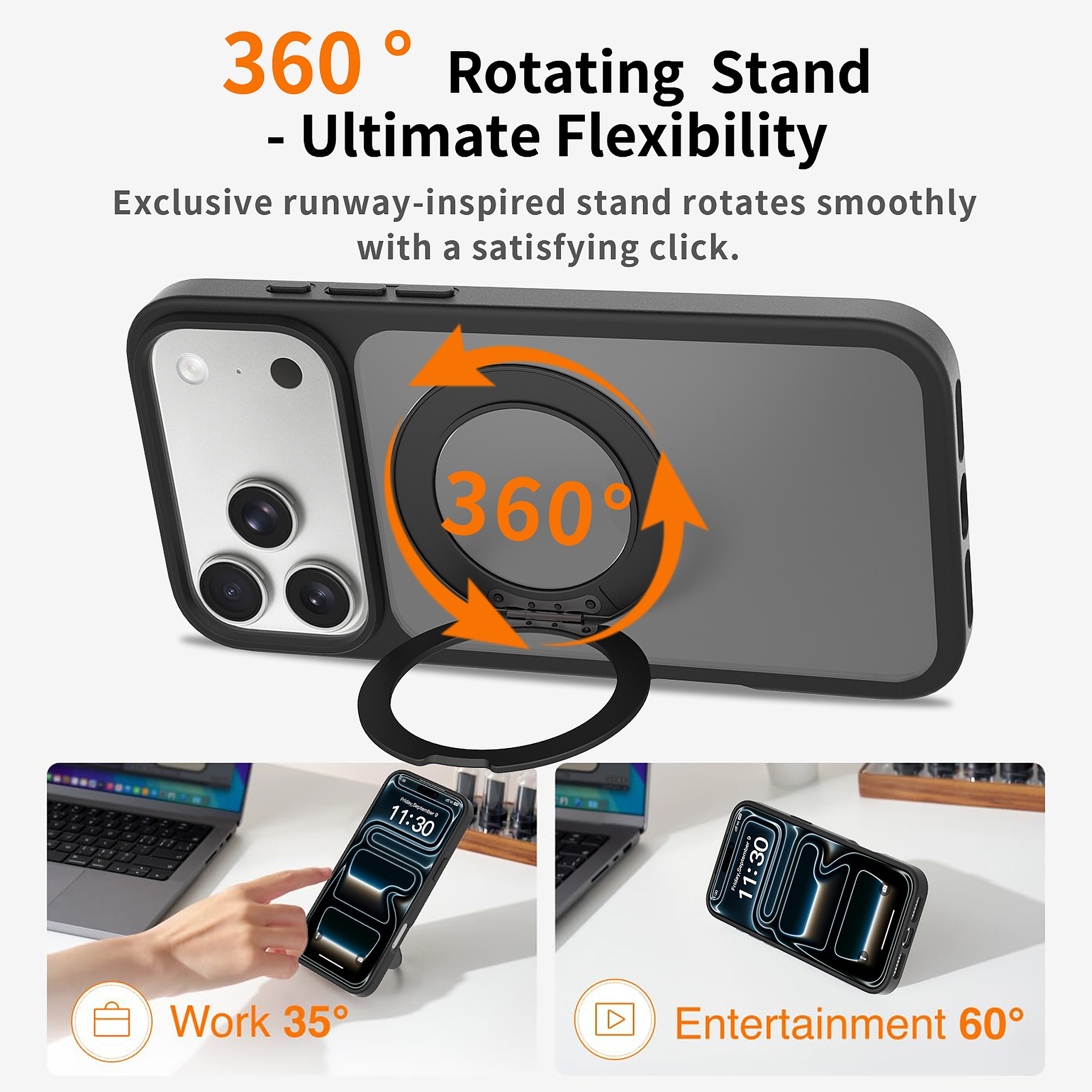SendaFit Matte Skin-Feel 360° Stand Case for iPhone 17 Pro Max & 18 Pro Max detail 33