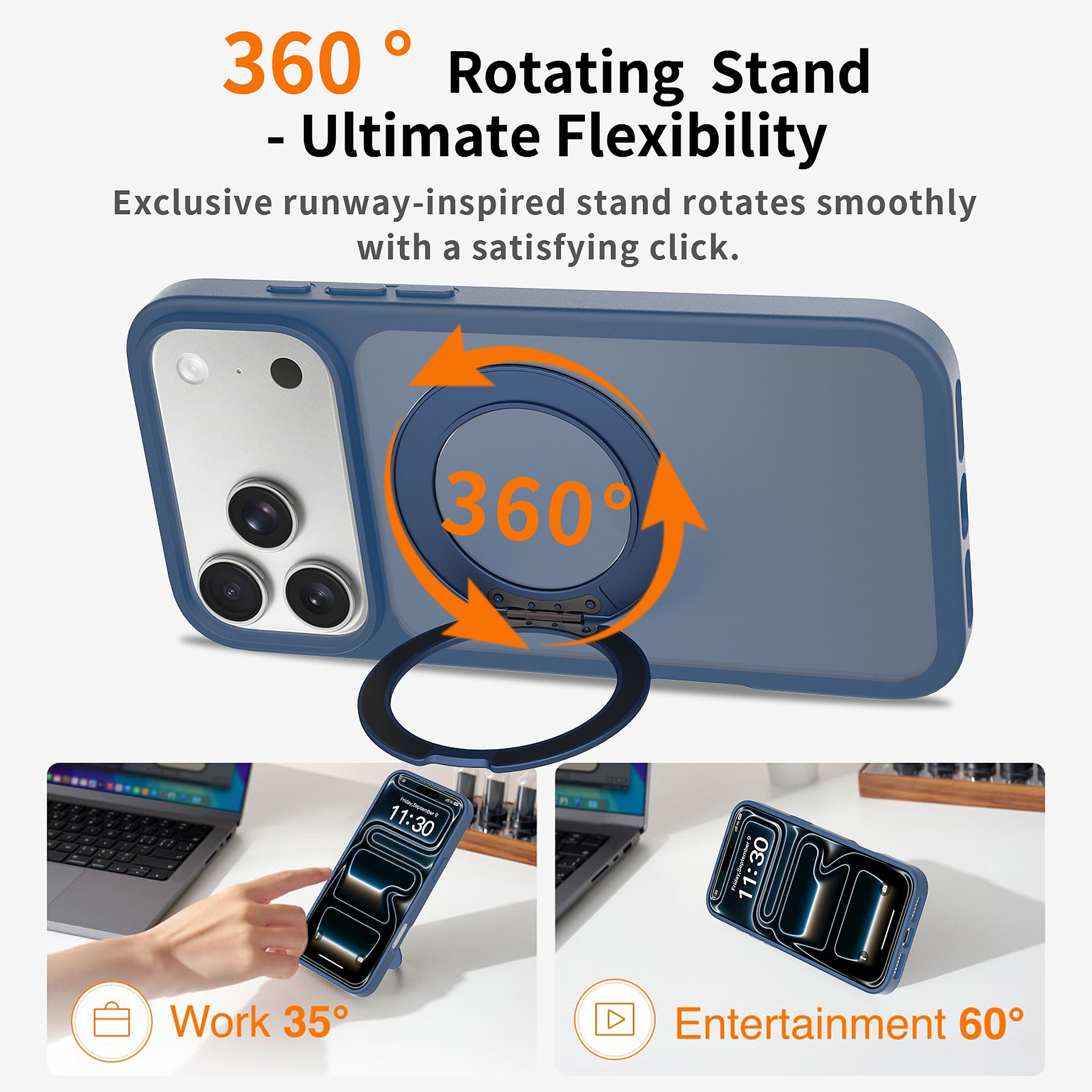 SendaFit Matte Skin-Feel 360° Stand Case for iPhone 17 Pro Max & 18 Pro Max detail 7