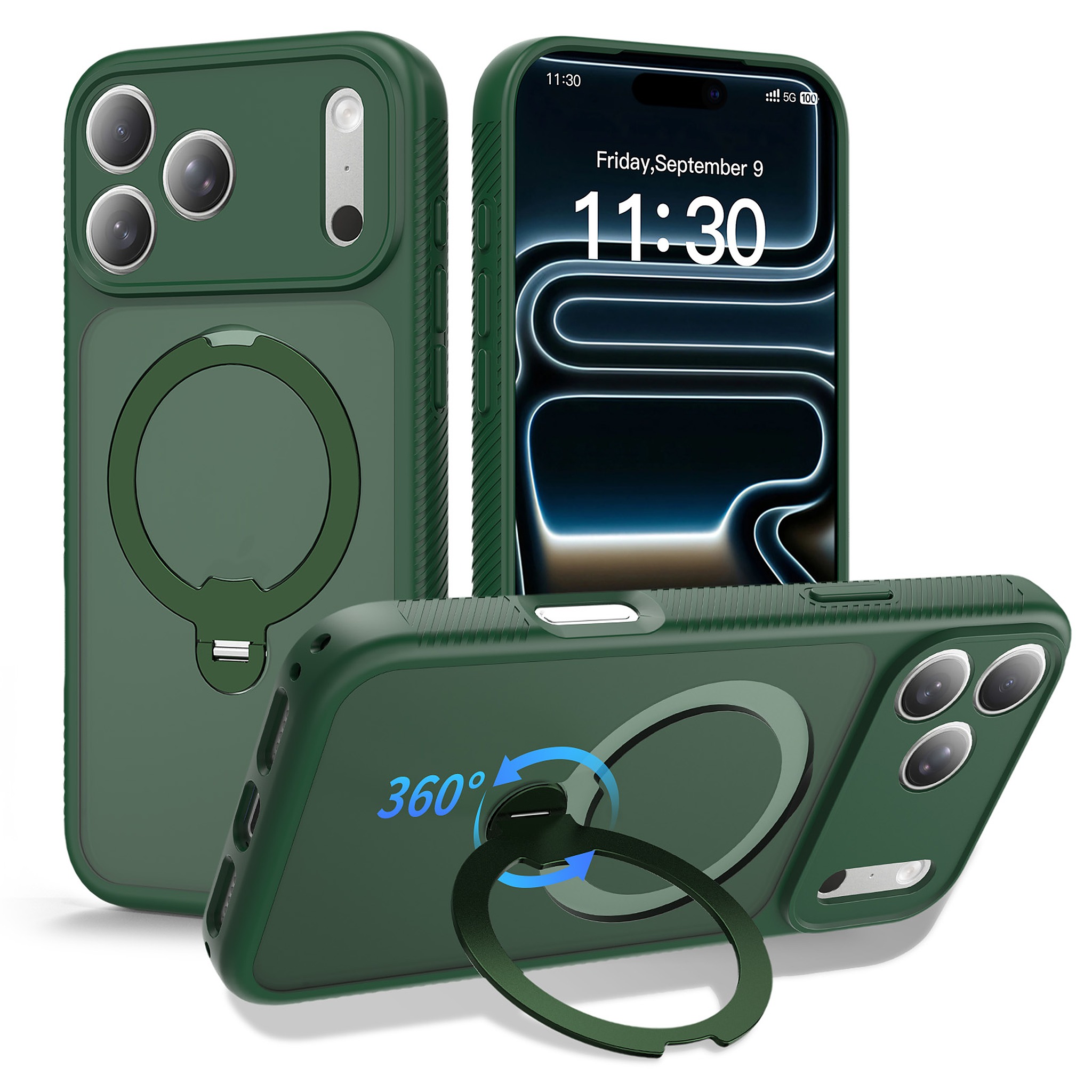 SendaFit 360° Full-Body Two-in-One Case for iPhone 18 Pro Max (Fits iPhone 17 Pro Max) - Dark Green