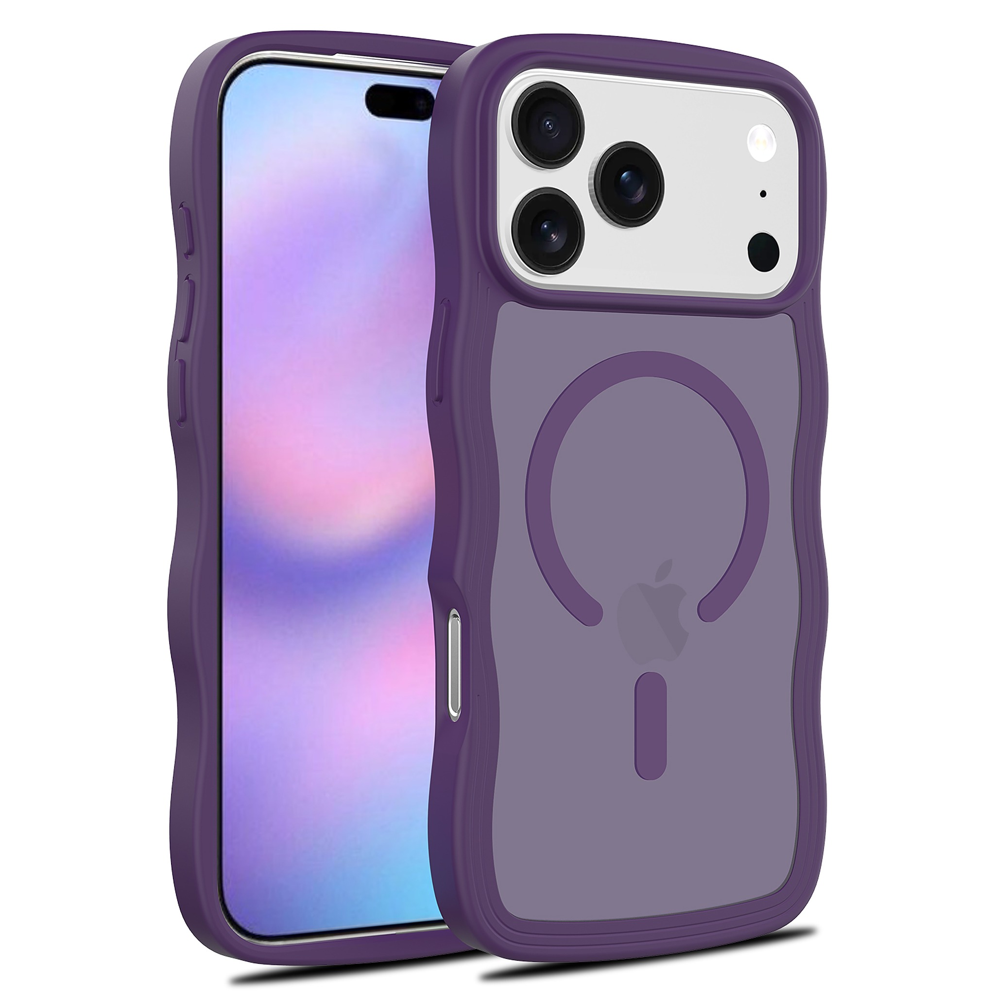 SendaFit Wavy Matte Two-in-One MagSafe Case for iPhone 18 Pro Max (Fits iPhone 17 Pro Max) - Deep Purple