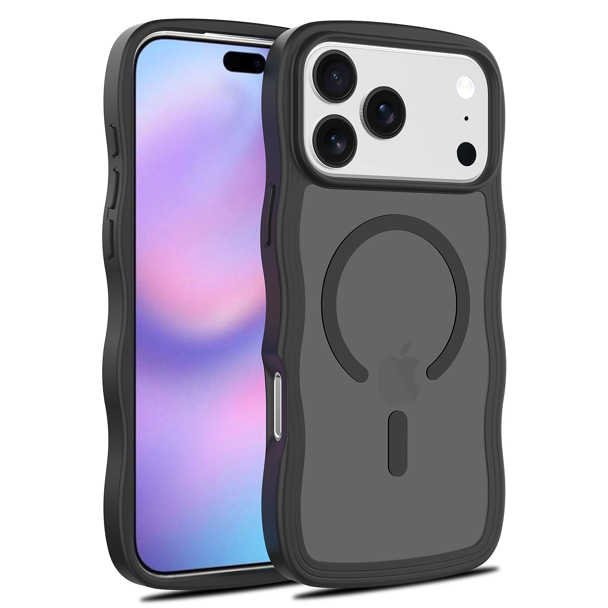 SendaFit Wavy Matte Two-in-One MagSafe Case for iPhone 18 Pro Max (Fits iPhone 17 Pro Max) - Matte Black