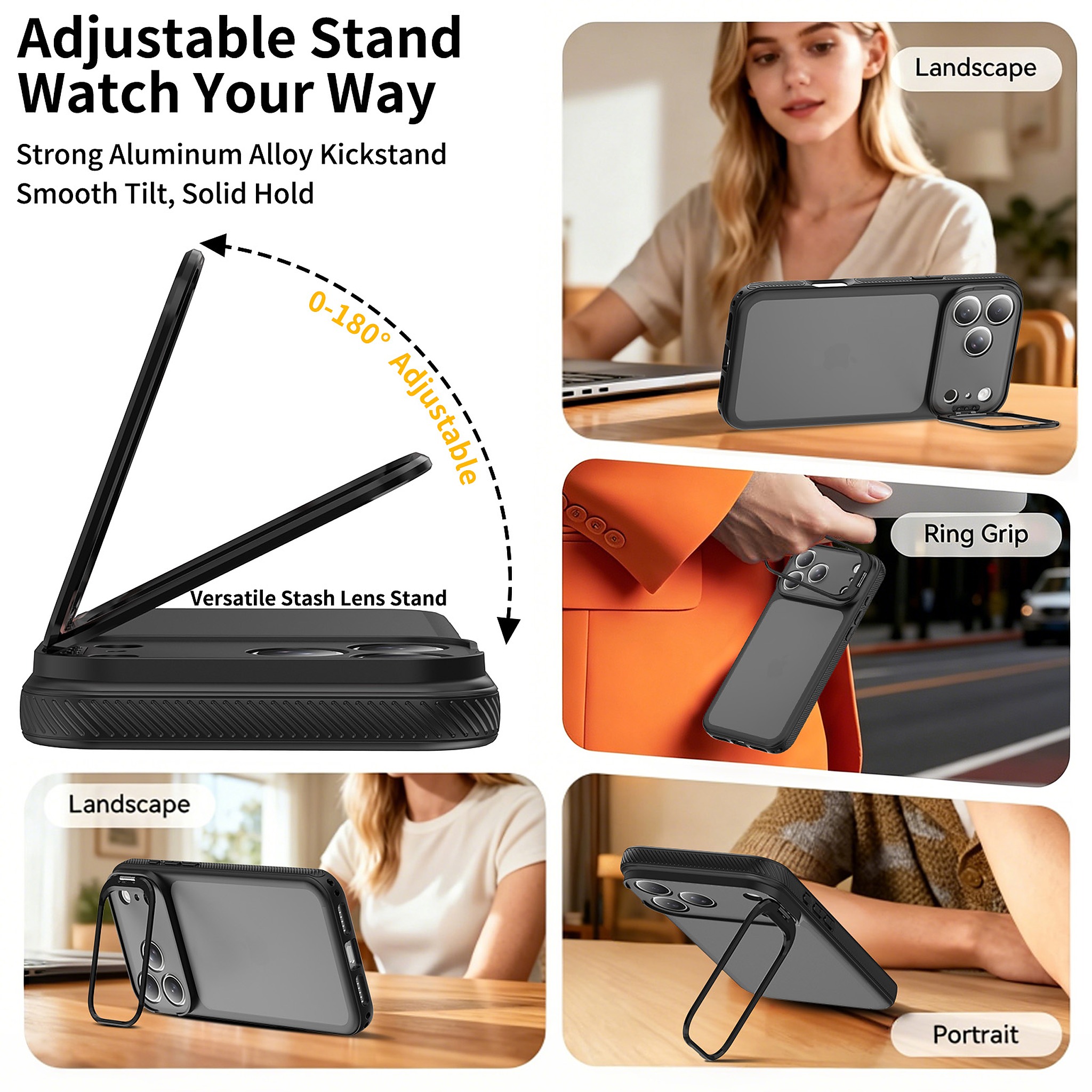 SendaFit Precise-Cutout Camera Stand Case for iPhone 17 Pro Max & 18 Pro Max detail 25