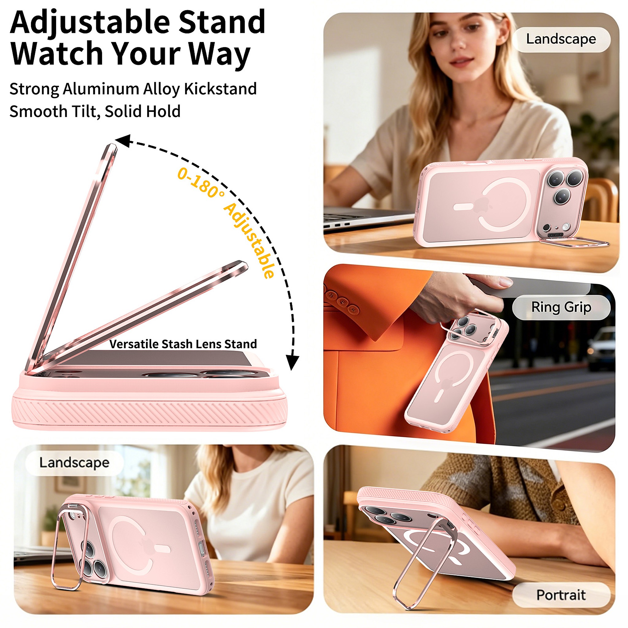 SendaFit Precise-Cutout Camera Stand MagSafe Case for iPhone 17 Pro Max & 18 Pro Max detail 13