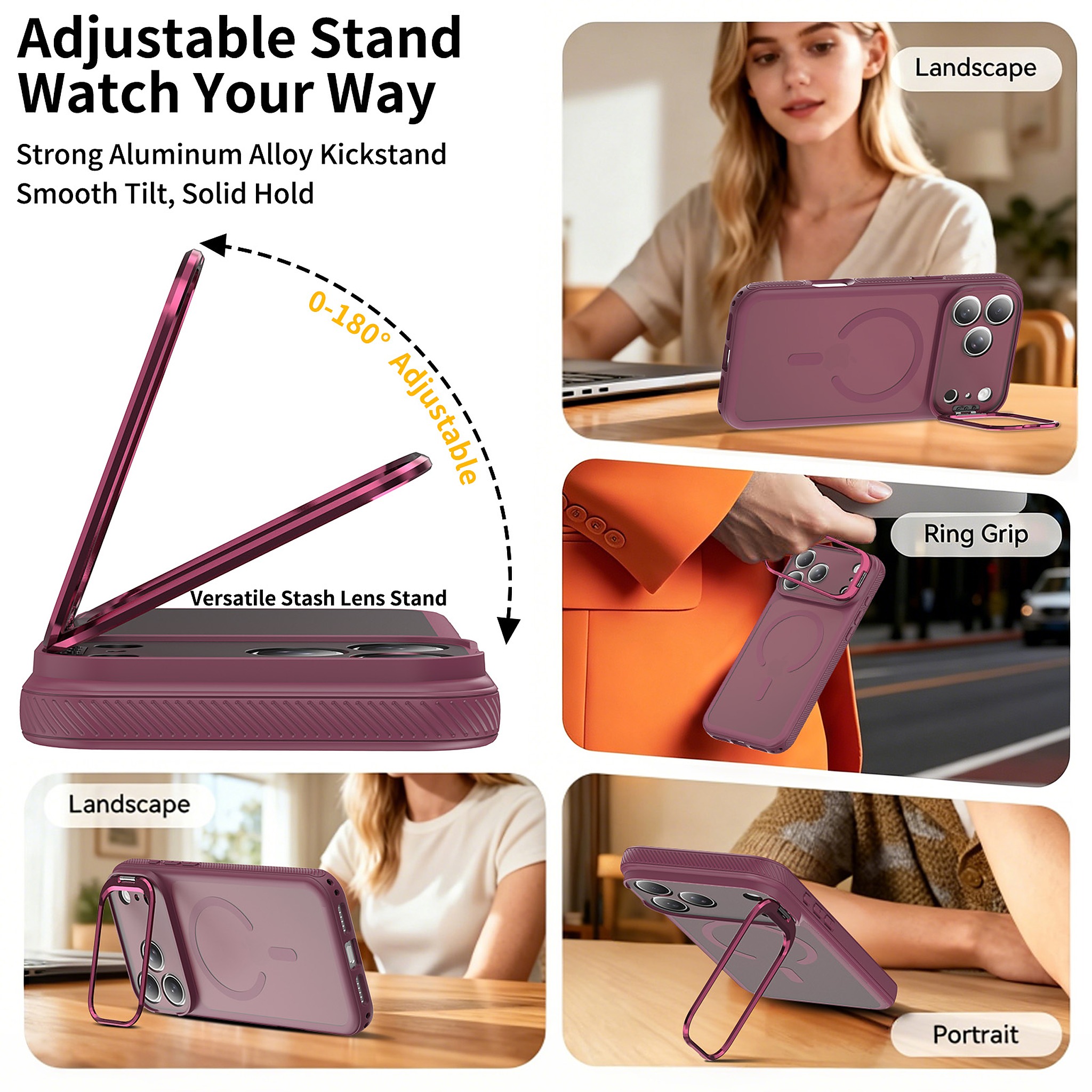 SendaFit Precise-Cutout Camera Stand MagSafe Case for iPhone 17 Pro Max & 18 Pro Max detail 5