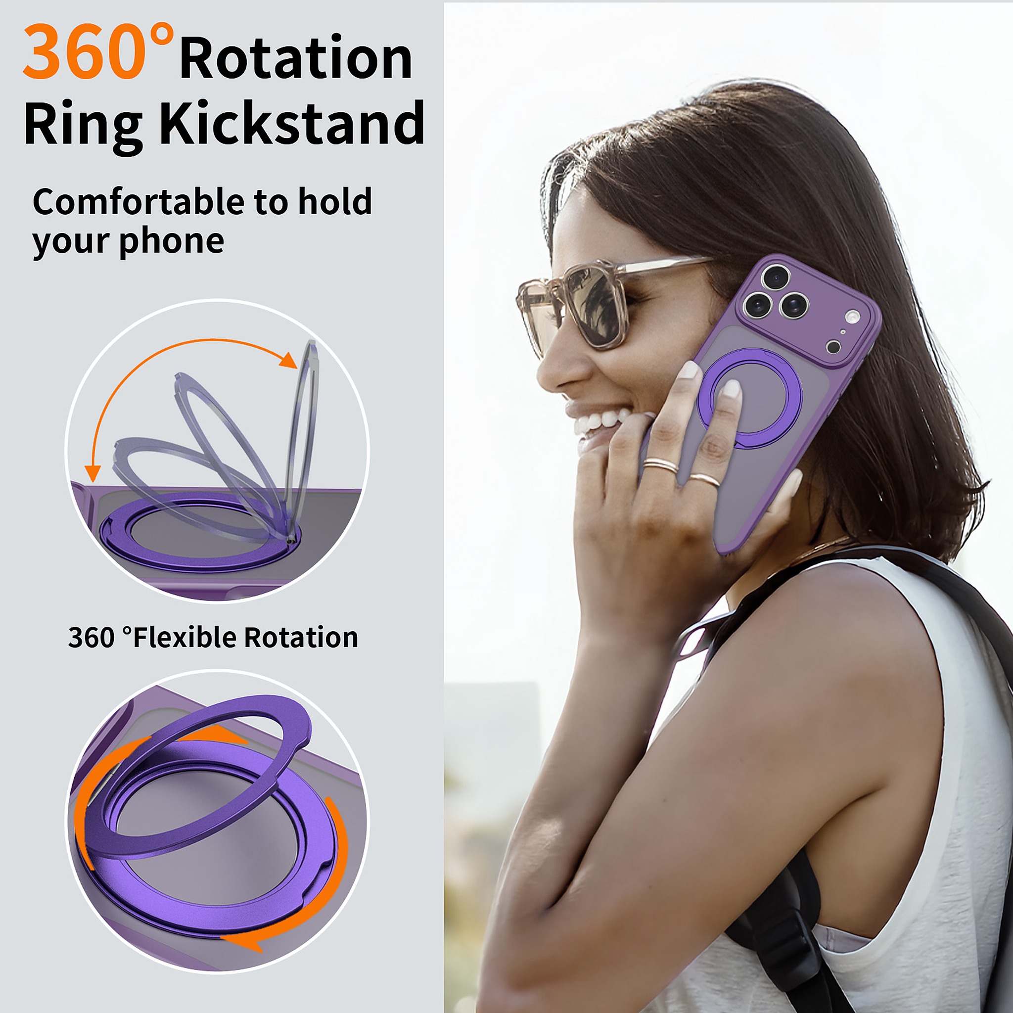 SendaFit Precise-Cutout Matte Skin-Feel 360° Stand Case for iPhone 18 Pro Max (Fits iPhone 17 Pro Max) detail 17