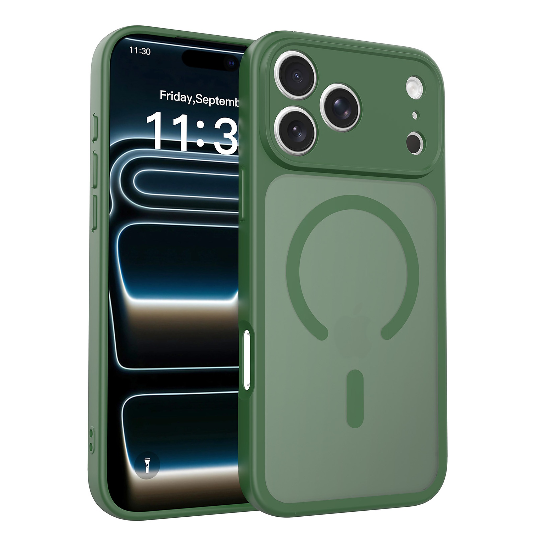 SendaFit Precise-Cutout Matte Skin-Feel MagSafe Case for iPhone 18 Pro Max (Fits iPhone 17 Pro Max) - Dark Green
