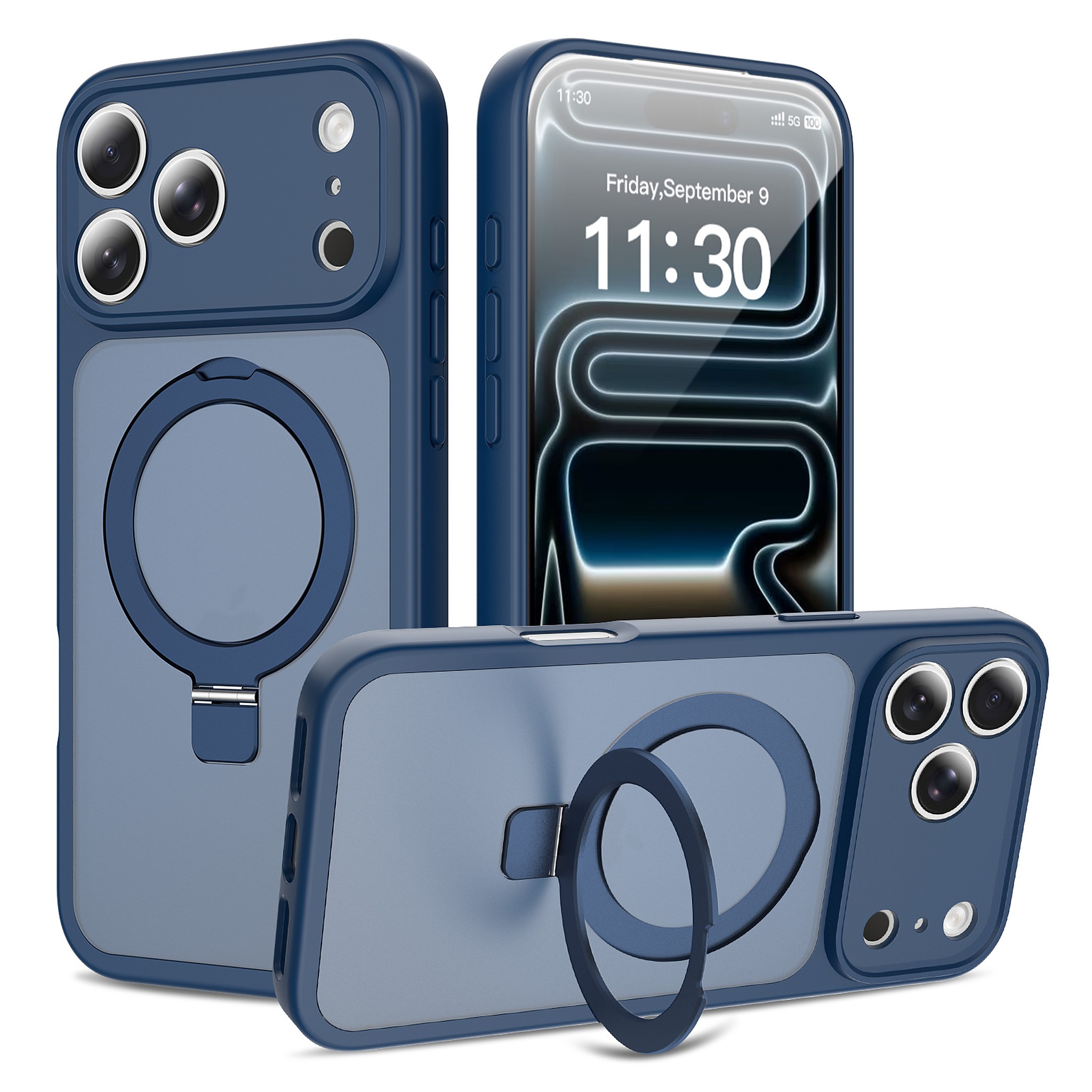 SendaFit Precise-Cutout Matte Skin-Feel Racket-Stand Case for iPhone 18 Pro Max (Fits iPhone 17 Pro Max) - Royal Blue