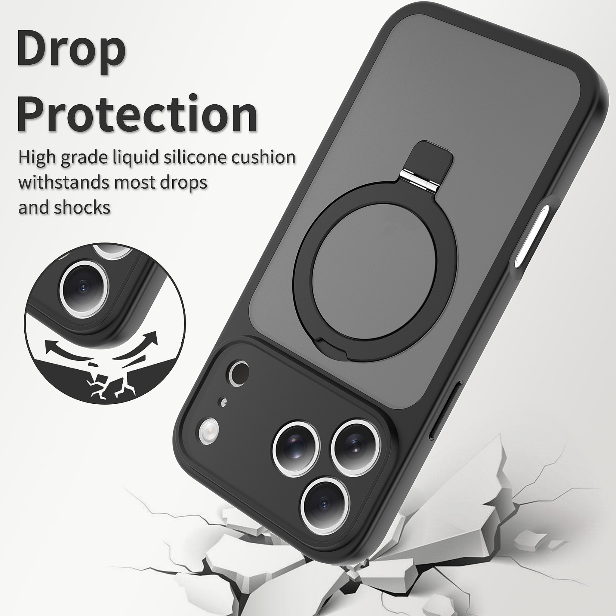 SendaFit Precise-Cutout Matte Skin-Feel Racket-Stand Case for iPhone 18 Pro Max (Fits iPhone 17 Pro Max) detail 3