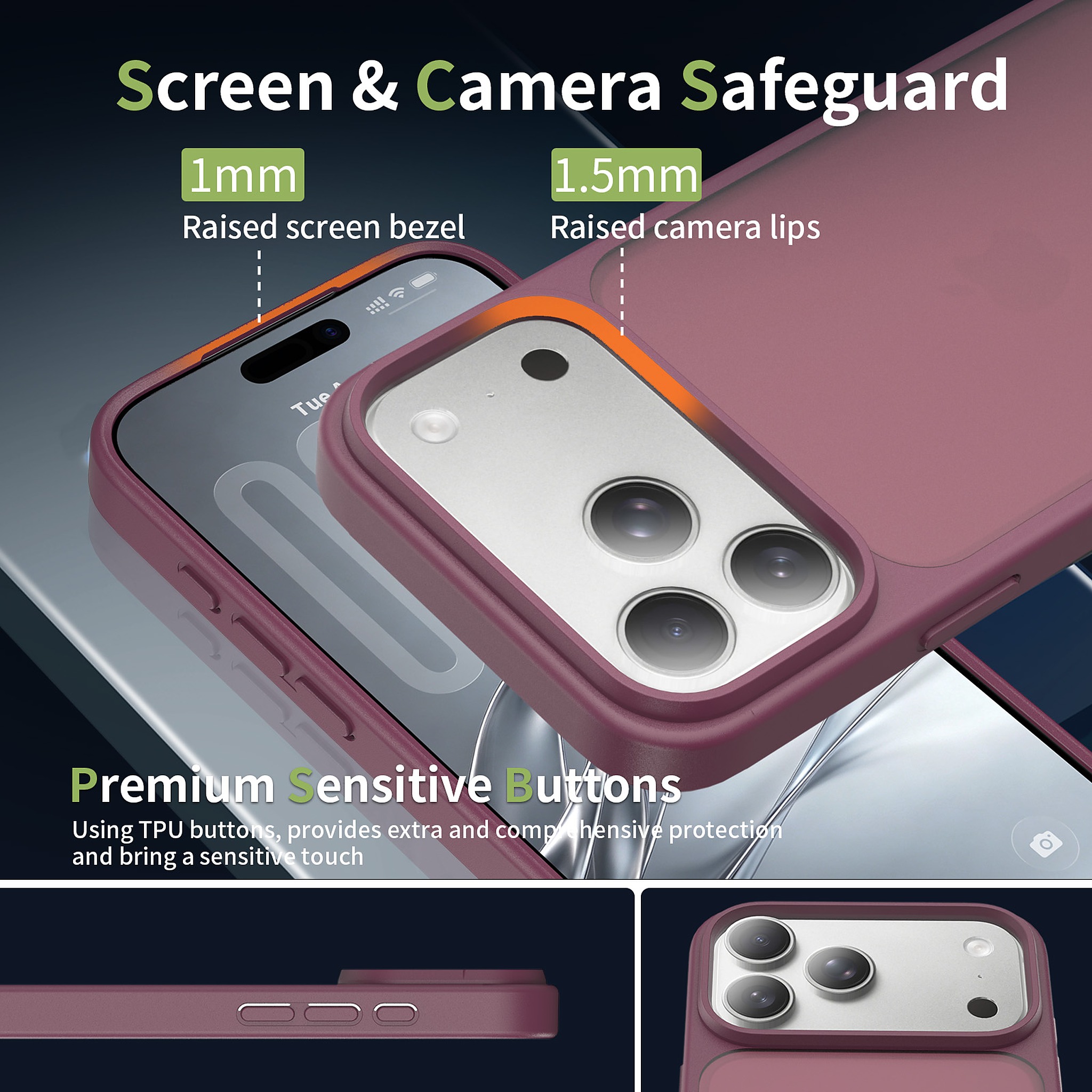 SendaFit Matte Skin-Feel Camera-Button Two-in-One Case for iPhone 18 Pro Max (Fits iPhone 17 Pro Max) detail 16