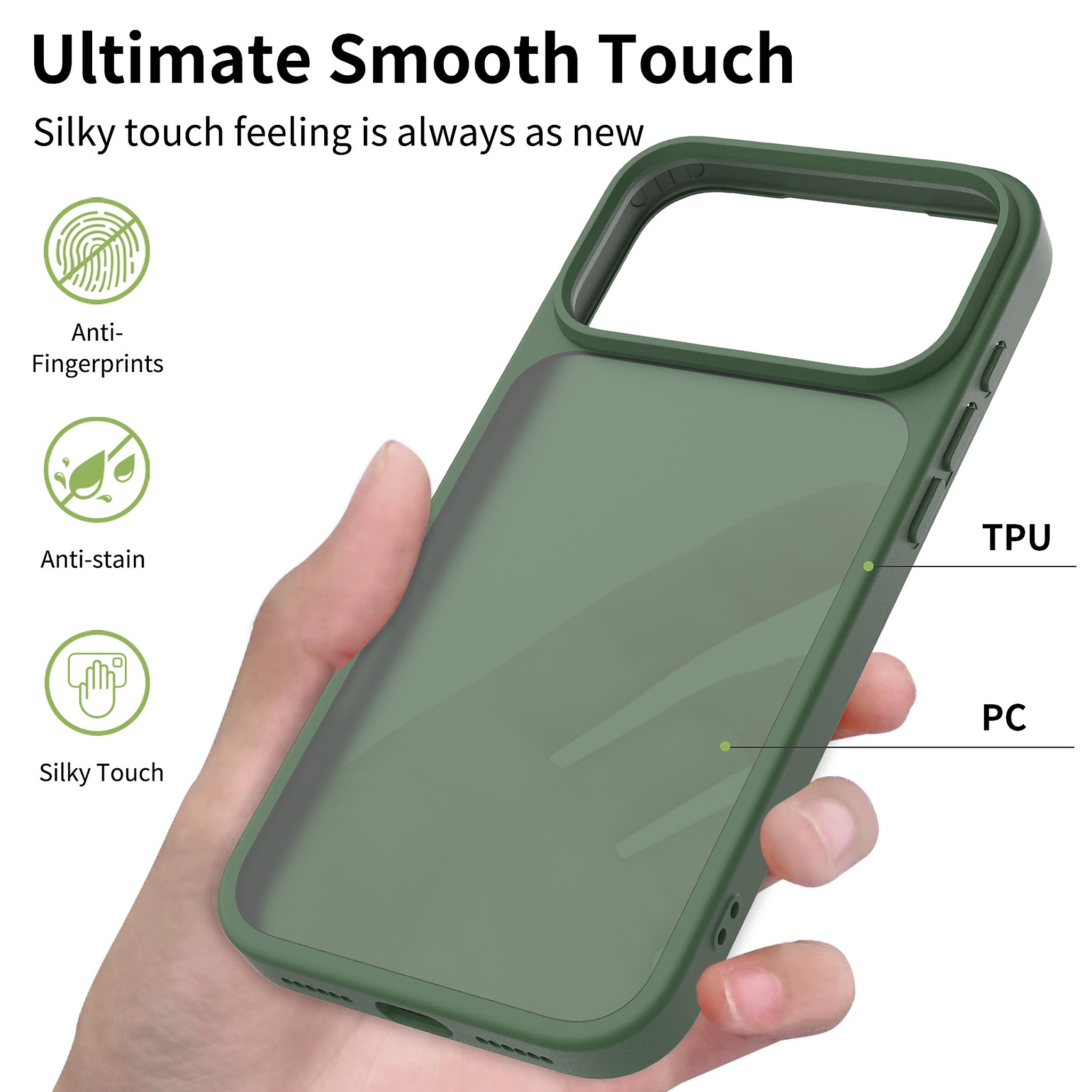 SendaFit Matte Skin-Feel Camera-Button Two-in-One Case for iPhone 18 Pro Max (Fits iPhone 17 Pro Max) detail 5