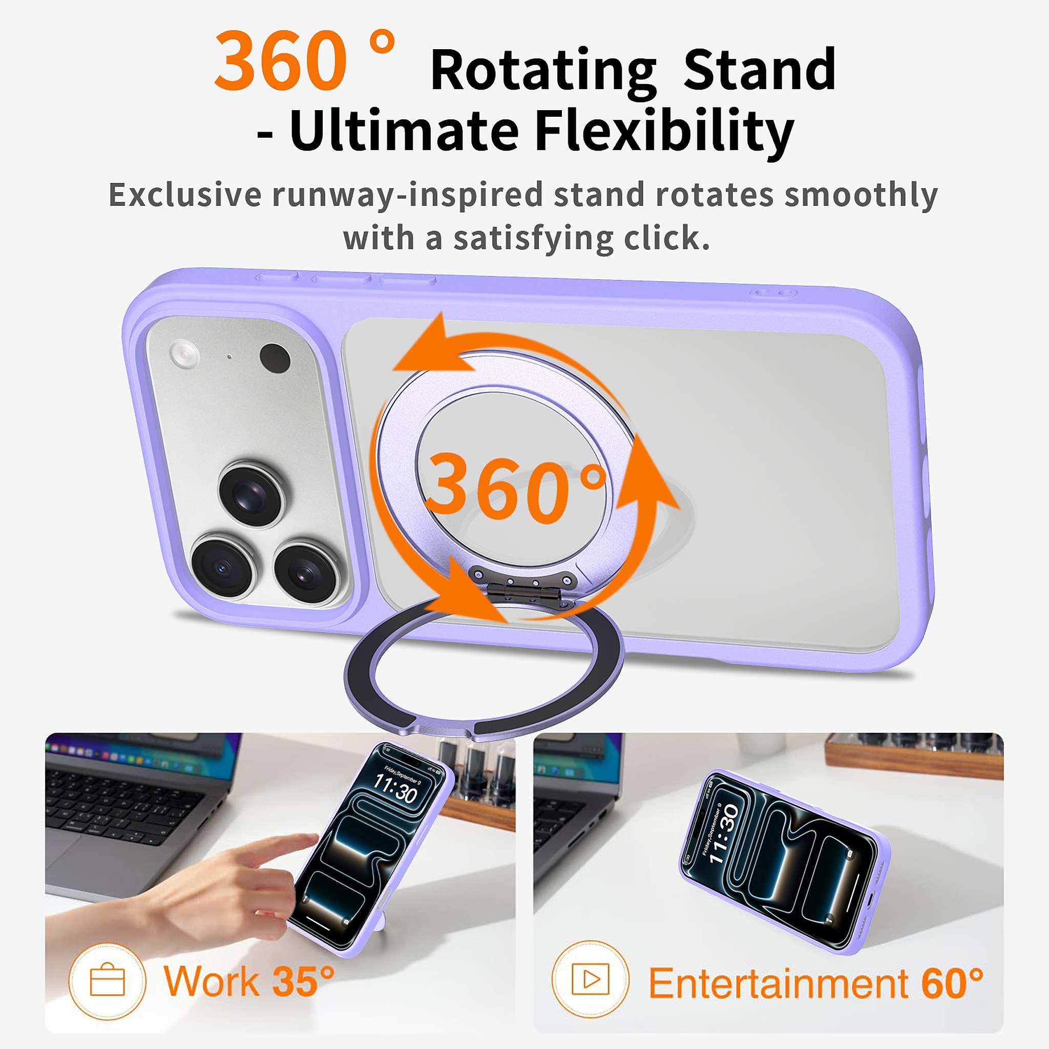 SendaFit Clear 360° Stand Case for iPhone 18 Pro Max (Fits iPhone 17 Pro Max) detail 14