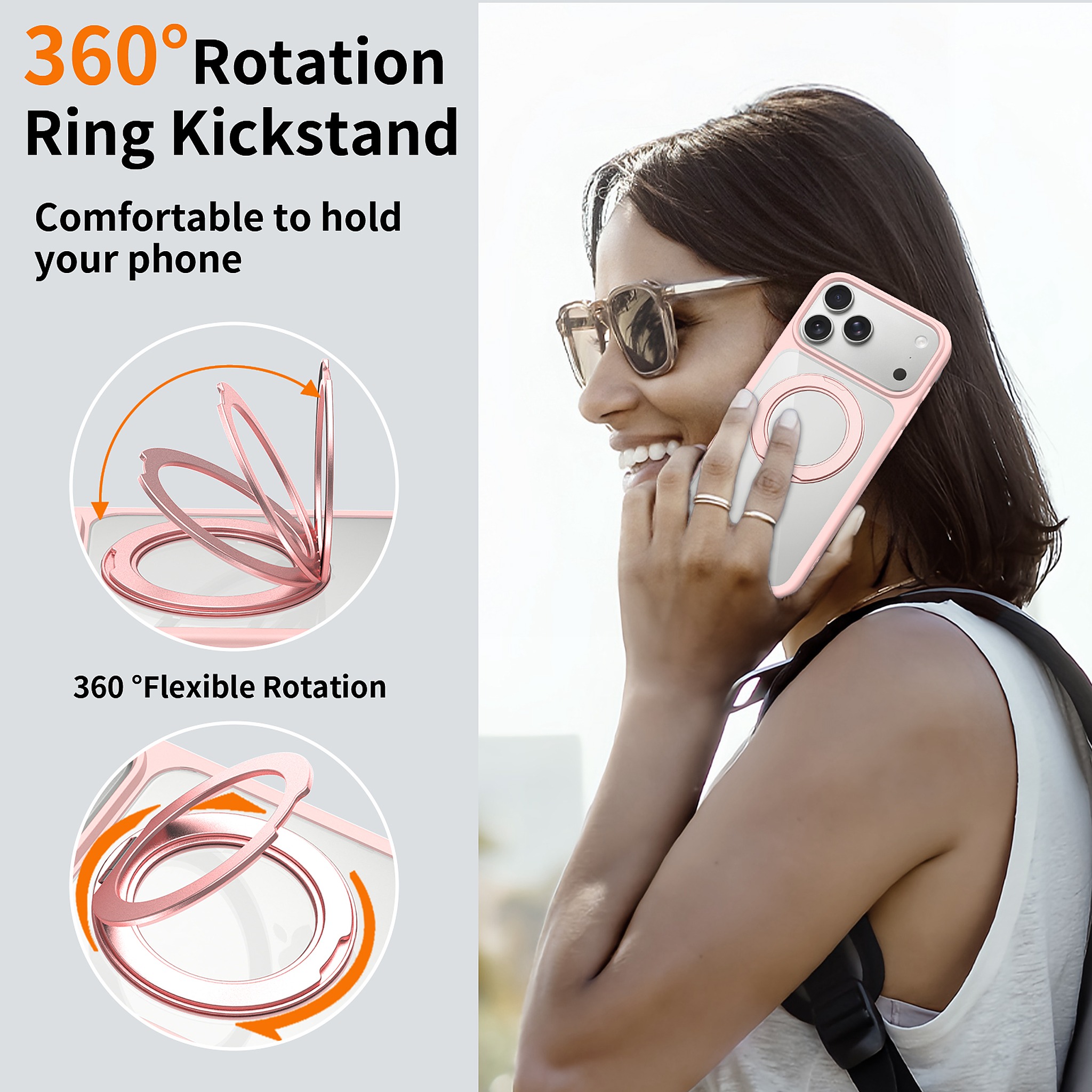 SendaFit Clear 360° Stand Case for iPhone 18 Pro Max (Fits iPhone 17 Pro Max) detail 16