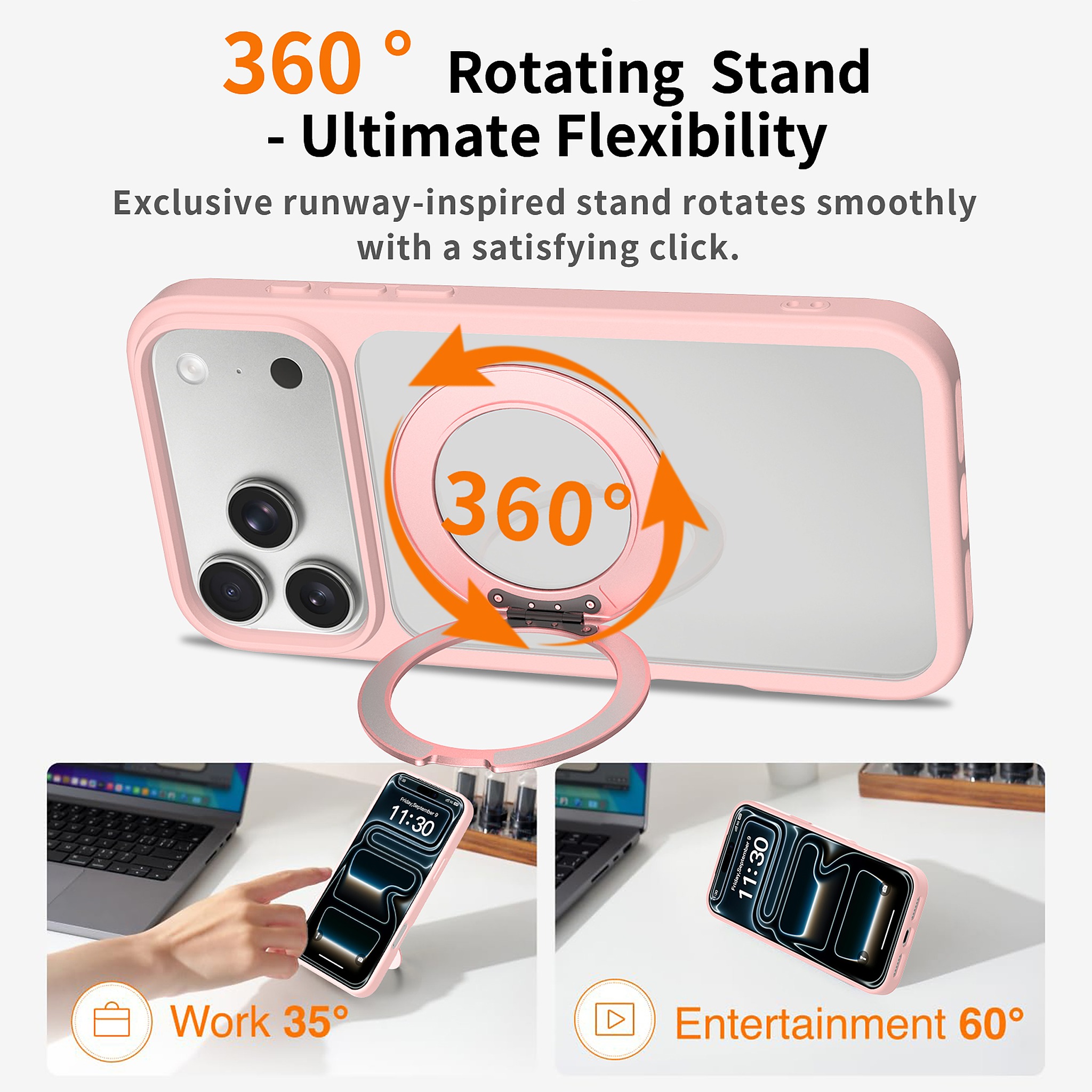 SendaFit Clear 360° Stand Case for iPhone 18 Pro Max (Fits iPhone 17 Pro Max) detail 17