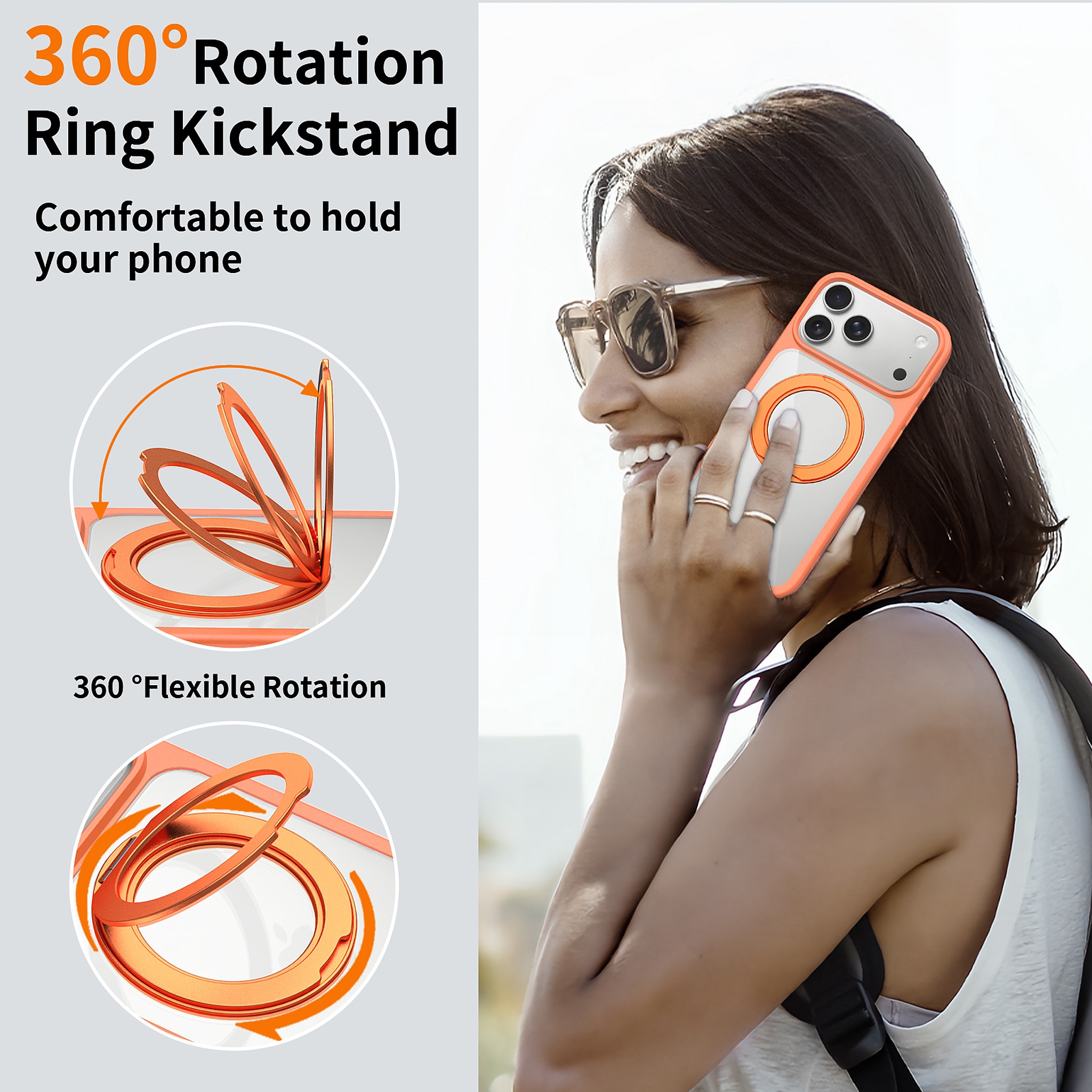 SendaFit Clear 360° Stand Case for iPhone 18 Pro Max (Fits iPhone 17 Pro Max) detail 27
