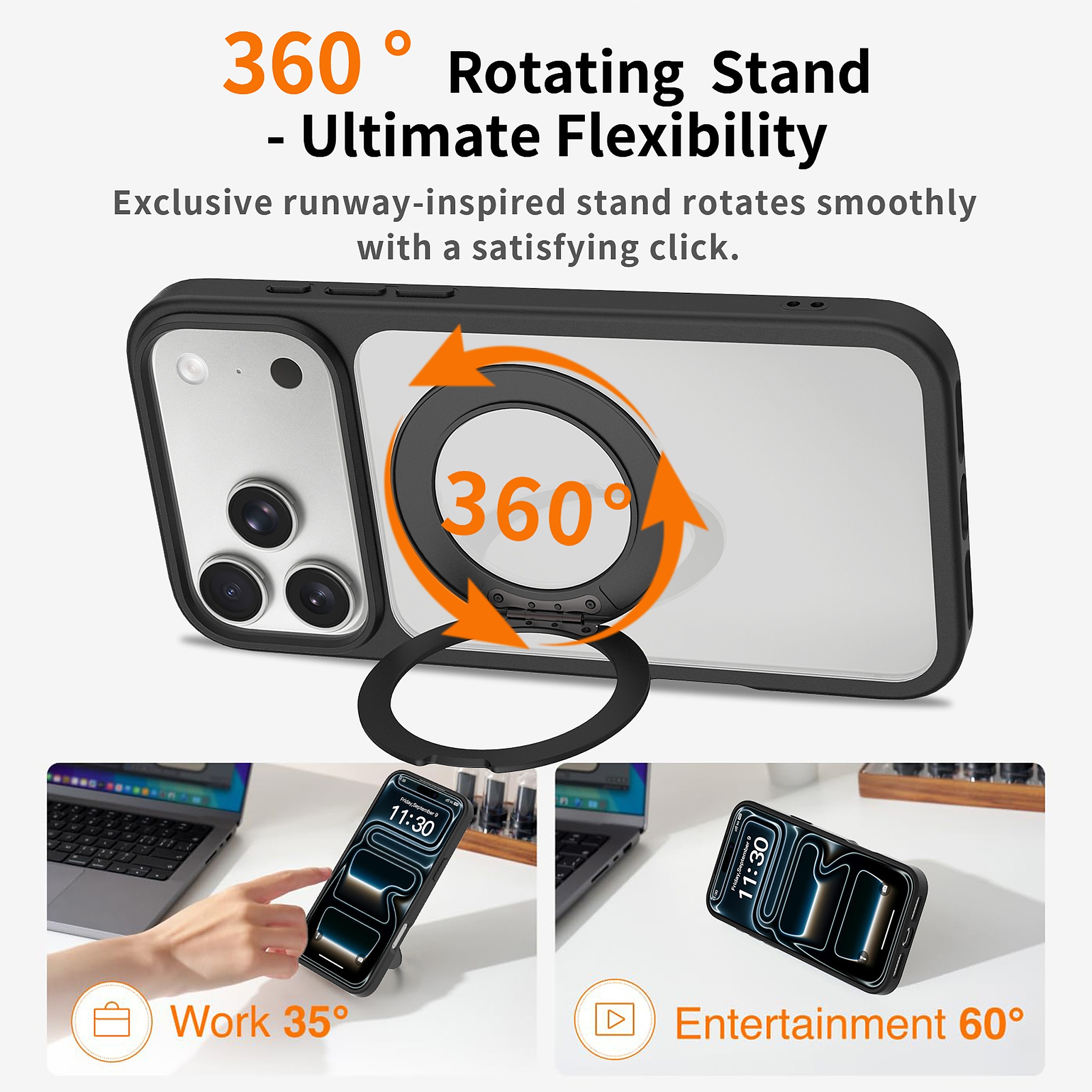 SendaFit Clear 360° Stand Case for iPhone 18 Pro Max (Fits iPhone 17 Pro Max) detail 28