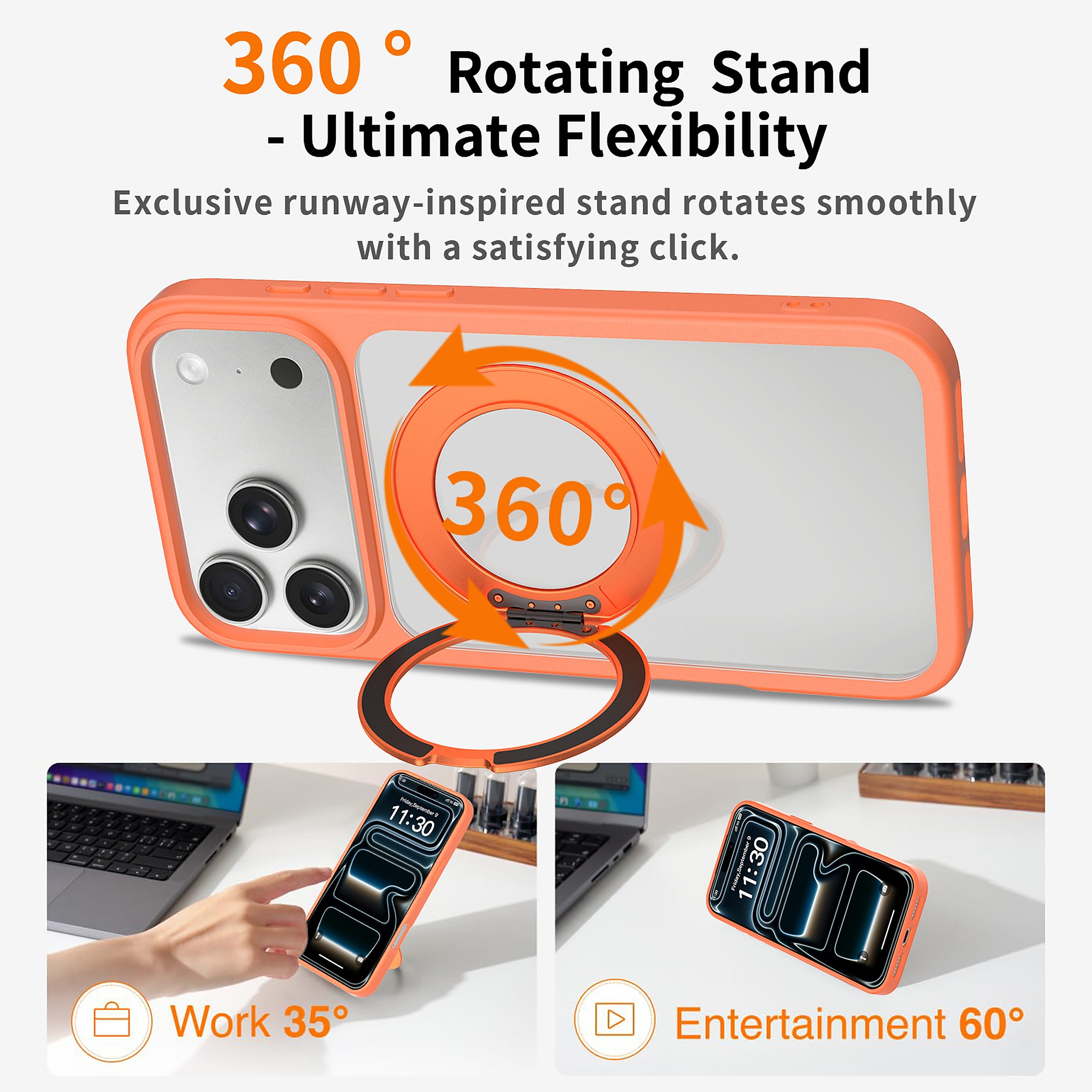 SendaFit Clear 360° Stand Case for iPhone 18 Pro Max (Fits iPhone 17 Pro Max) detail 29
