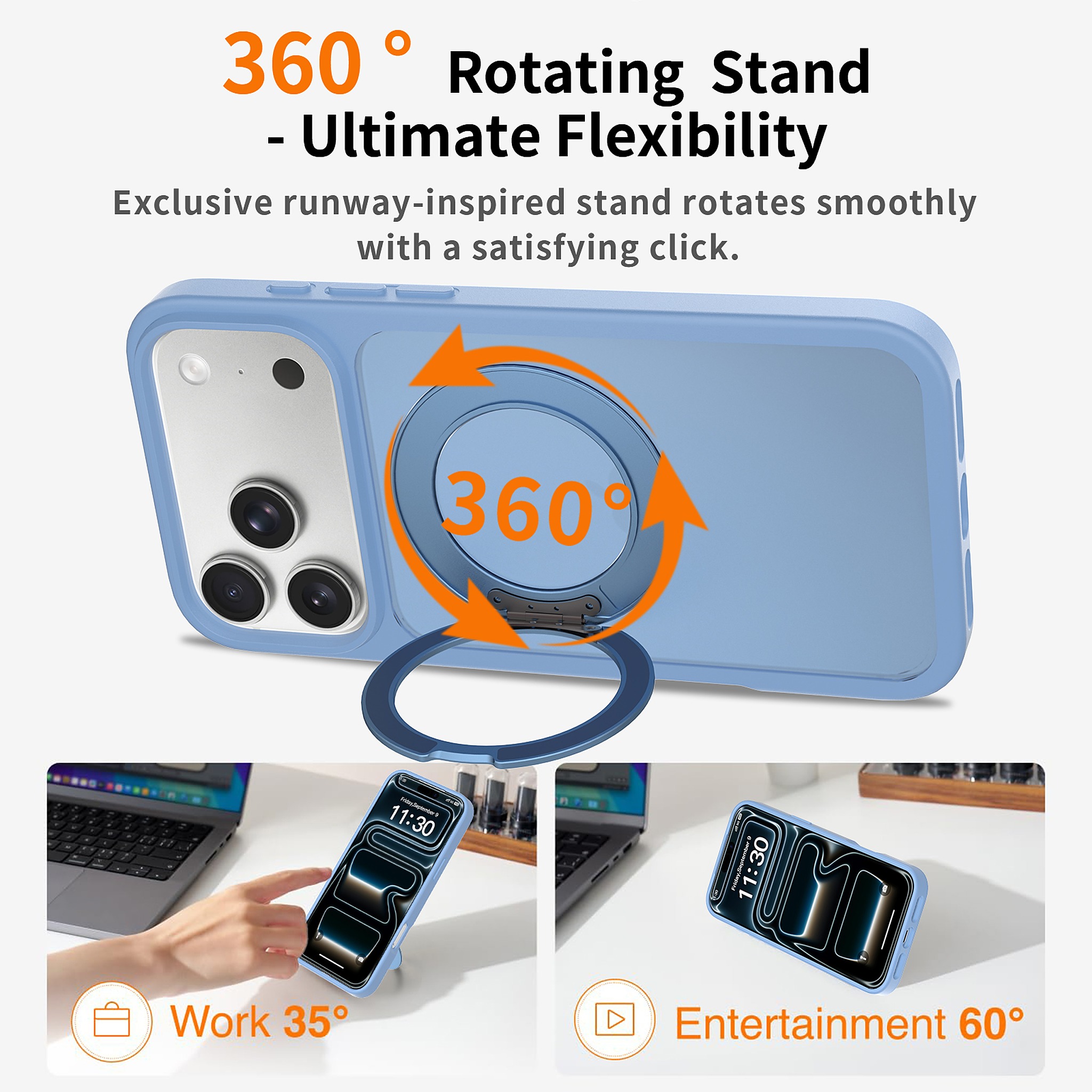 SendaFit Matte Skin-Feel 360° Stand Case for iPhone 18 Pro Max detail 10
