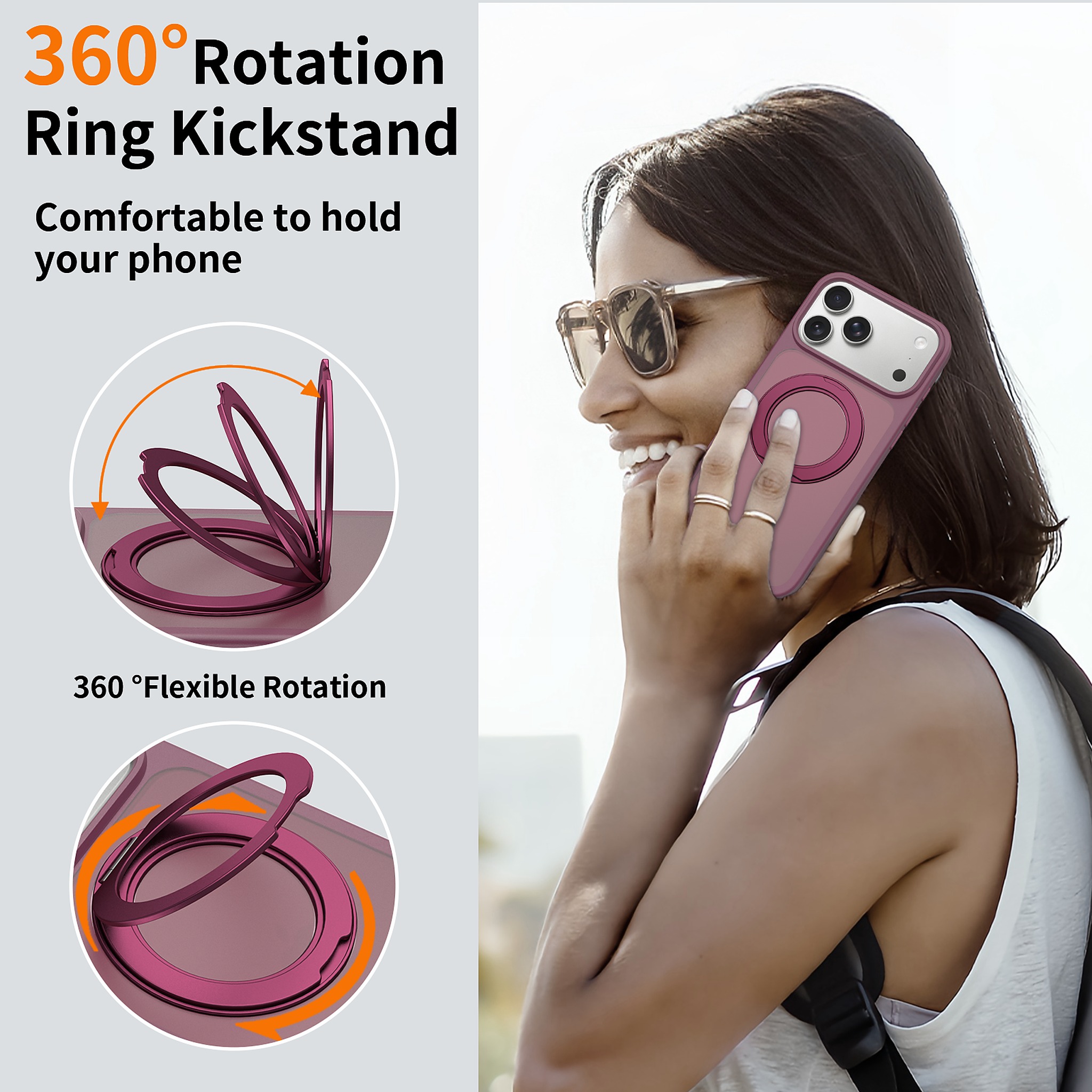 SendaFit Matte Skin-Feel 360° Stand Case for iPhone 18 Pro Max detail 13