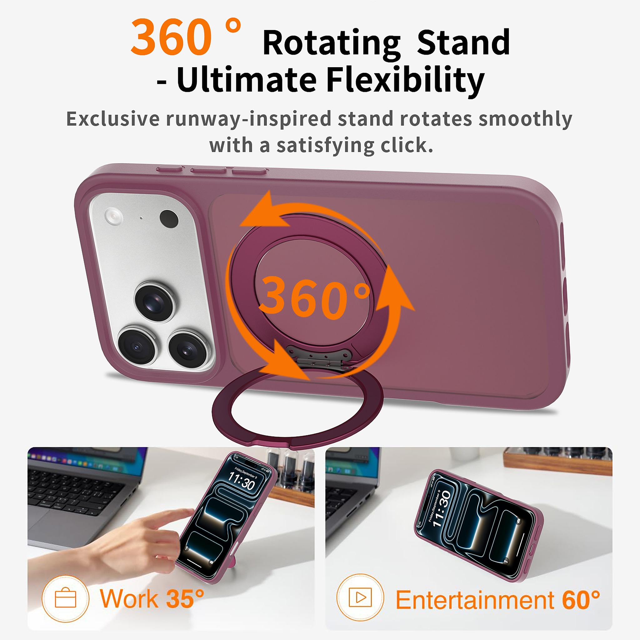 SendaFit Matte Skin-Feel 360° Stand Case for iPhone 18 Pro Max detail 15