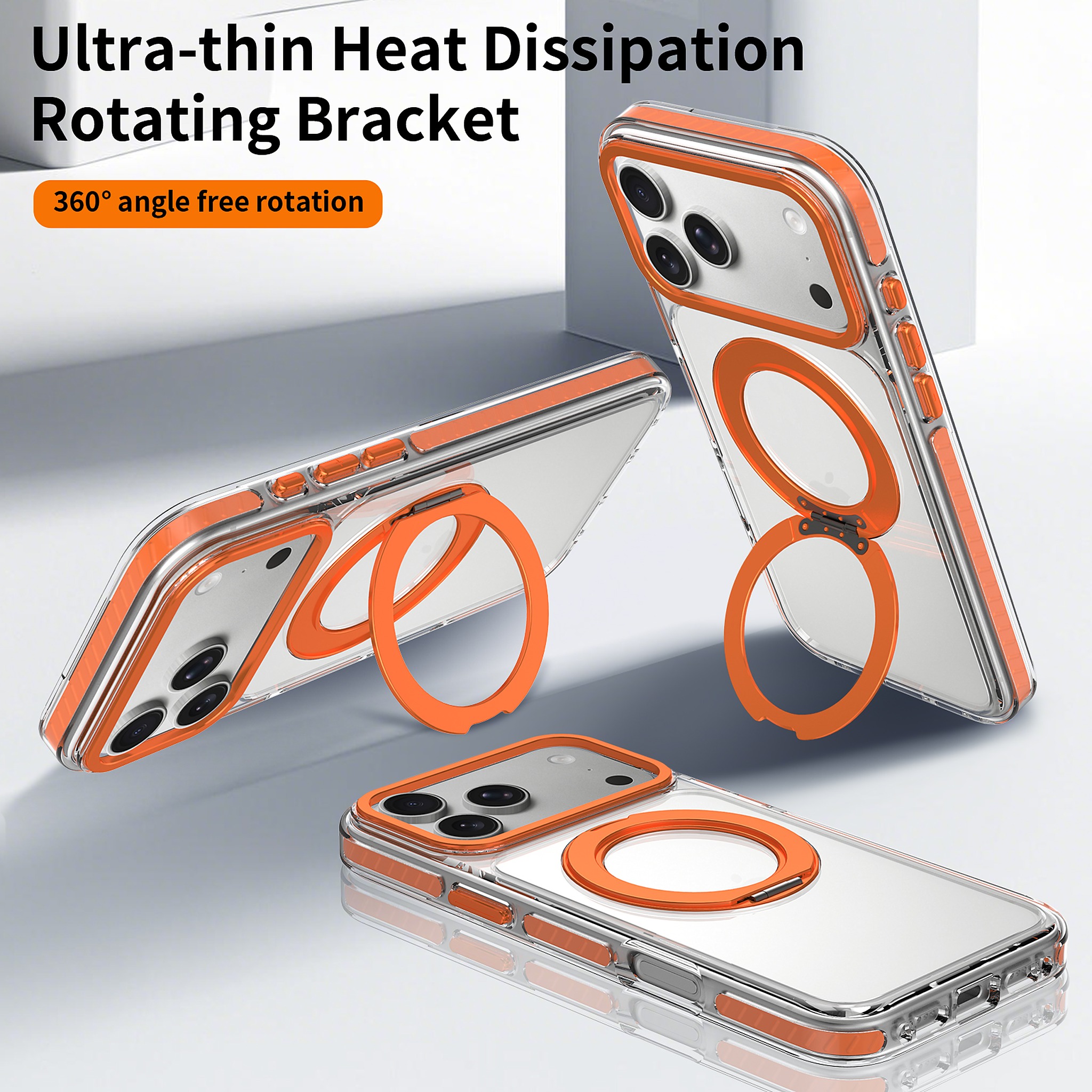 SendaFit Iridescent Clear 360° Stand Case for iPhone 17 Pro Max & 18 Pro Max detail 15