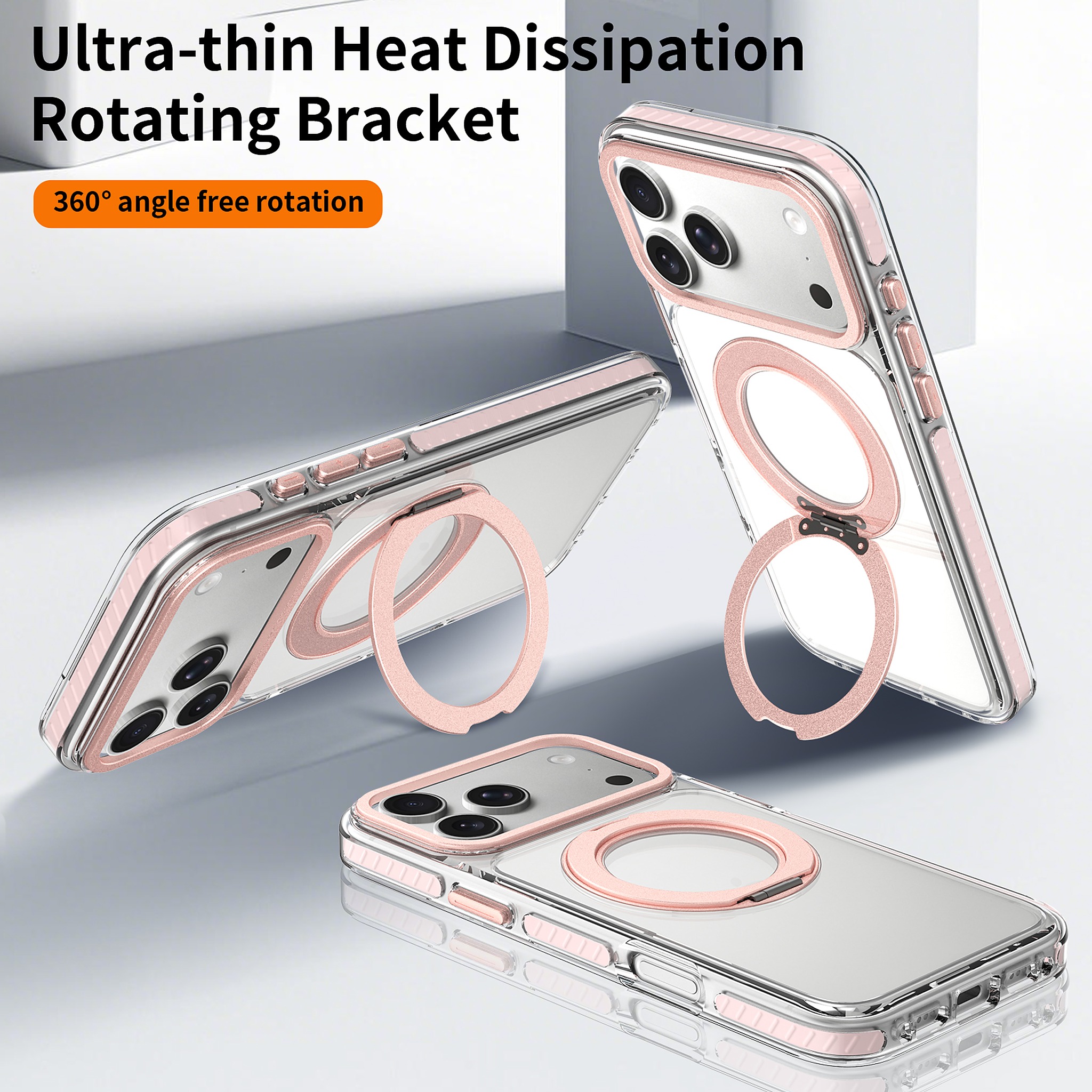 SendaFit Iridescent Clear 360° Stand Case for iPhone 17 Pro Max & 18 Pro Max detail 21