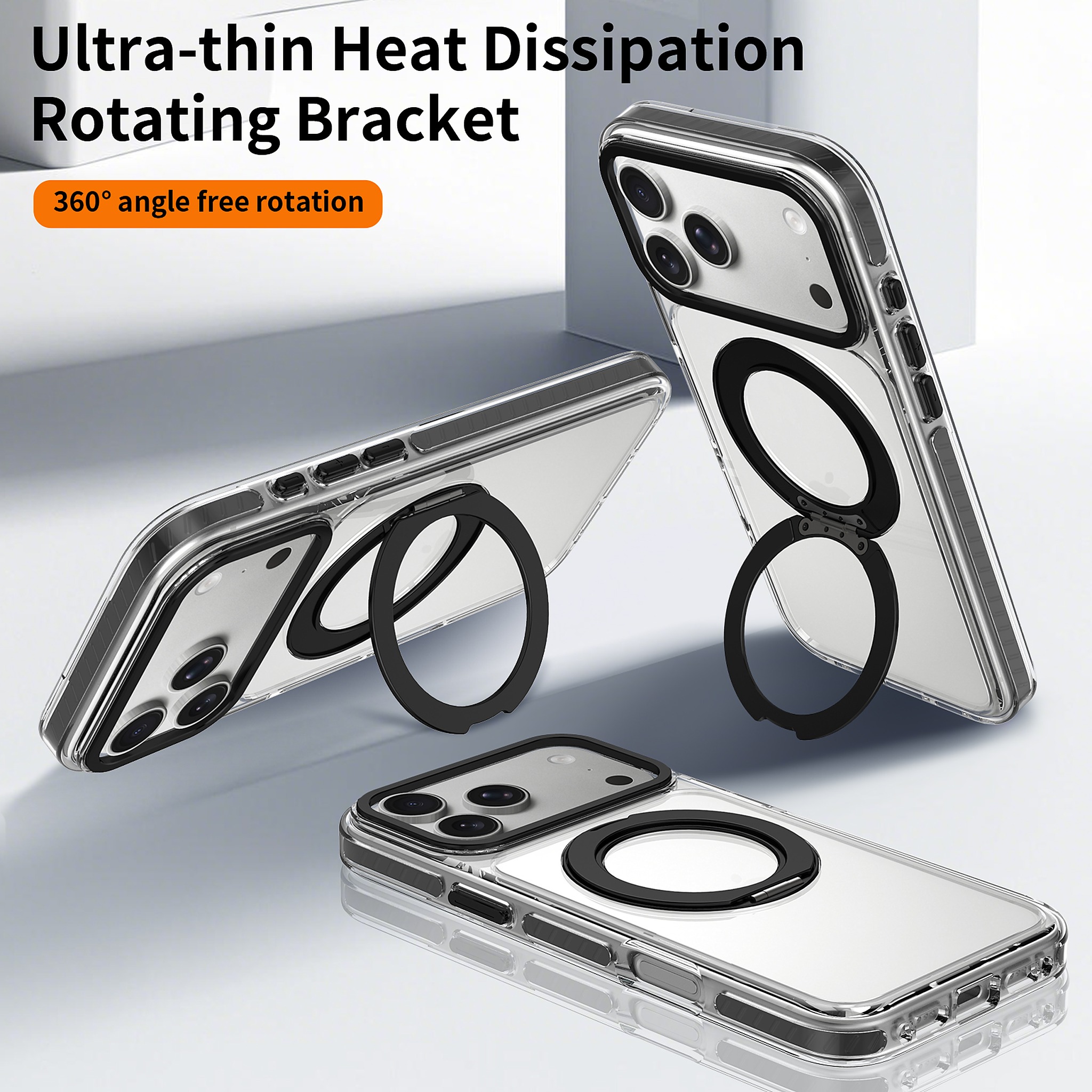 SendaFit Iridescent Clear 360° Stand Case for iPhone 17 Pro Max & 18 Pro Max detail 25
