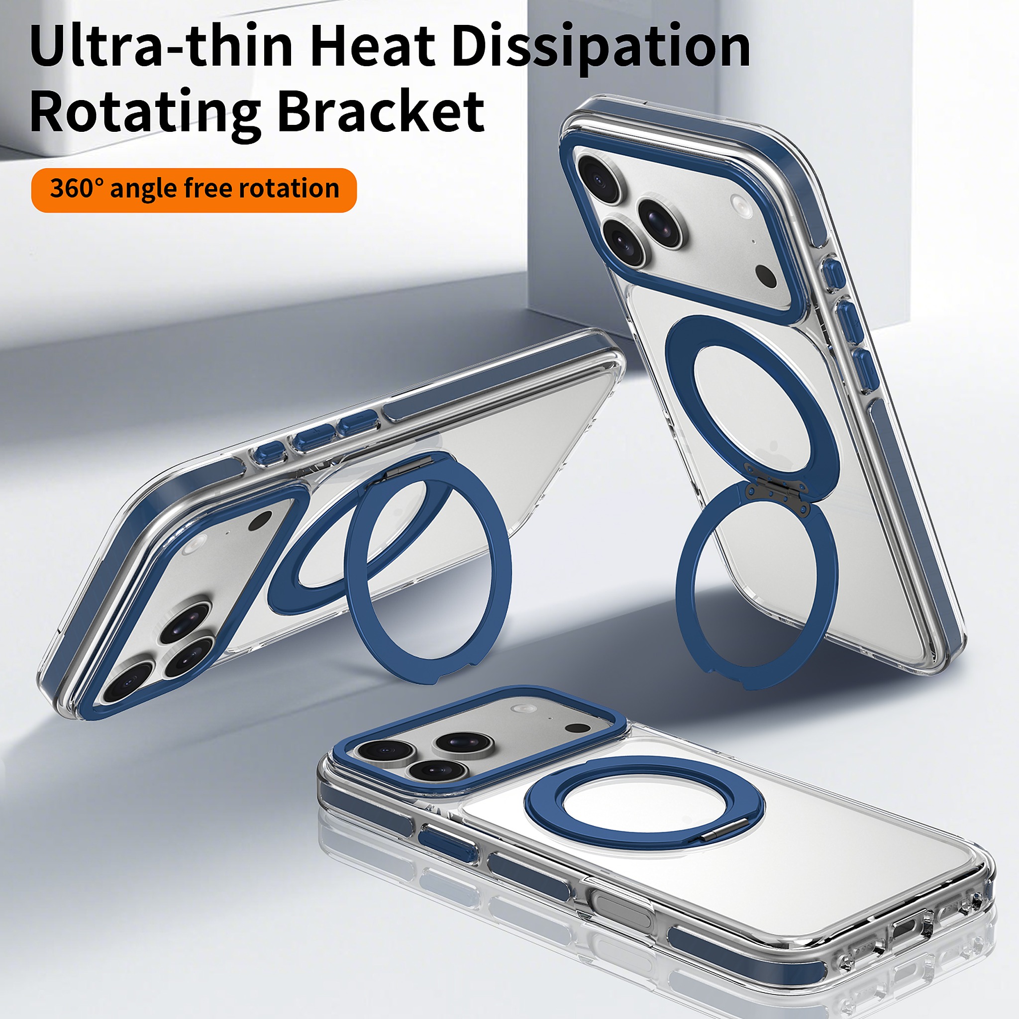 SendaFit Iridescent Clear 360° Stand Case for iPhone 17 Pro Max & 18 Pro Max detail 5