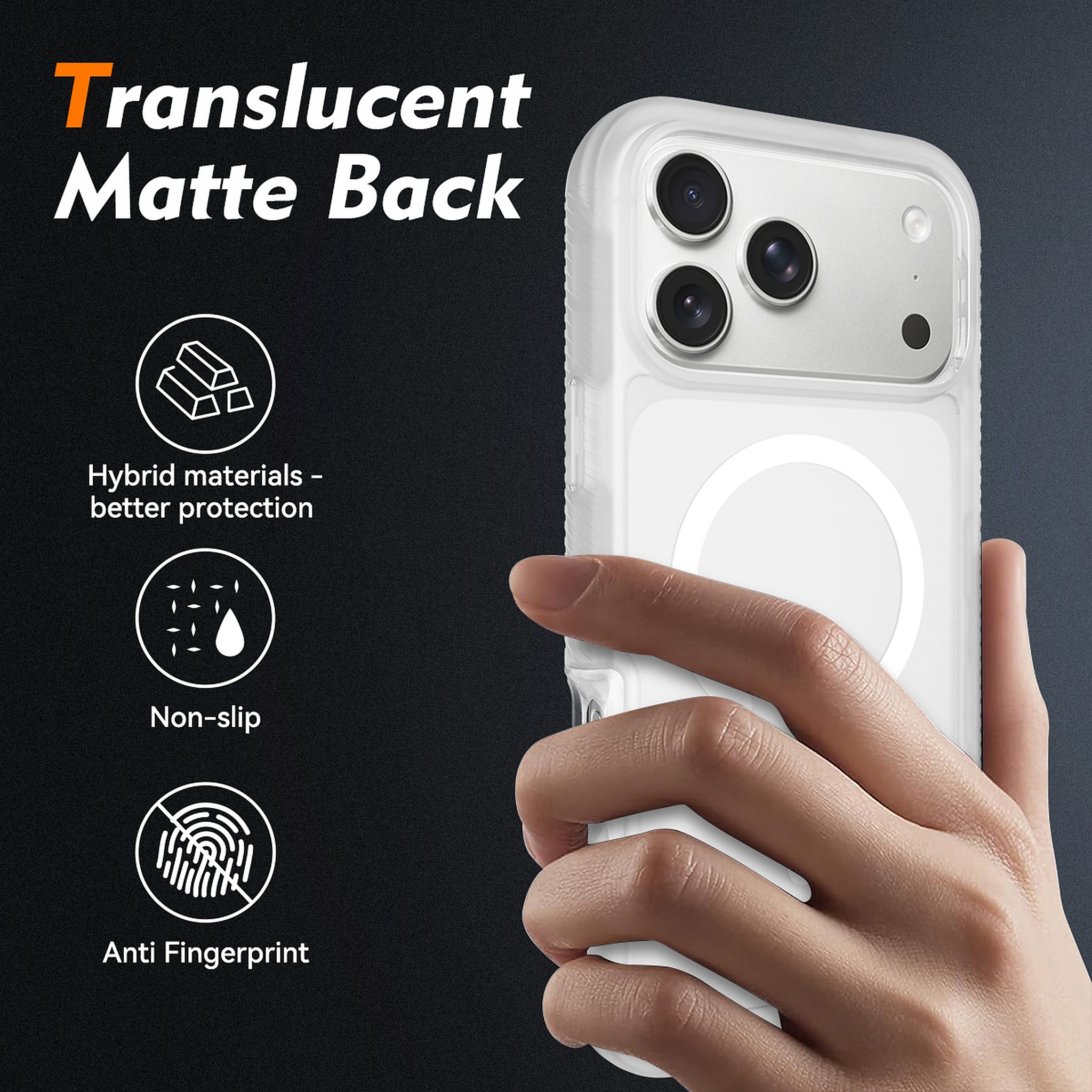 SendaFit Matte Starry Rugged MagSafe Case for iPhone 18 Pro Max (Fits iPhone 17 Pro Max) (with Screen Protector) detail 18