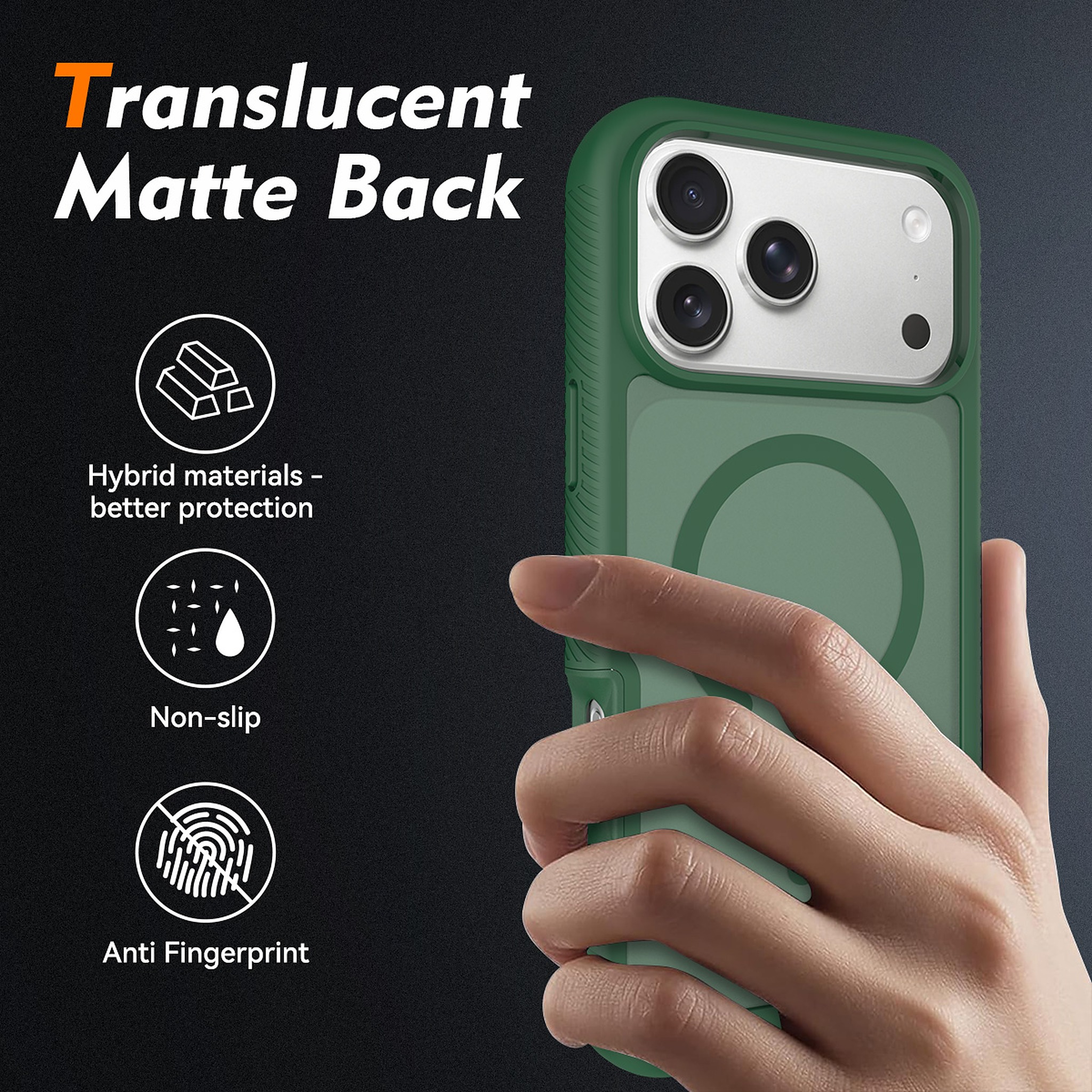 SendaFit Matte Starry Rugged MagSafe Case for iPhone 18 Pro Max (Fits iPhone 17 Pro Max) (with Screen Protector) detail 5