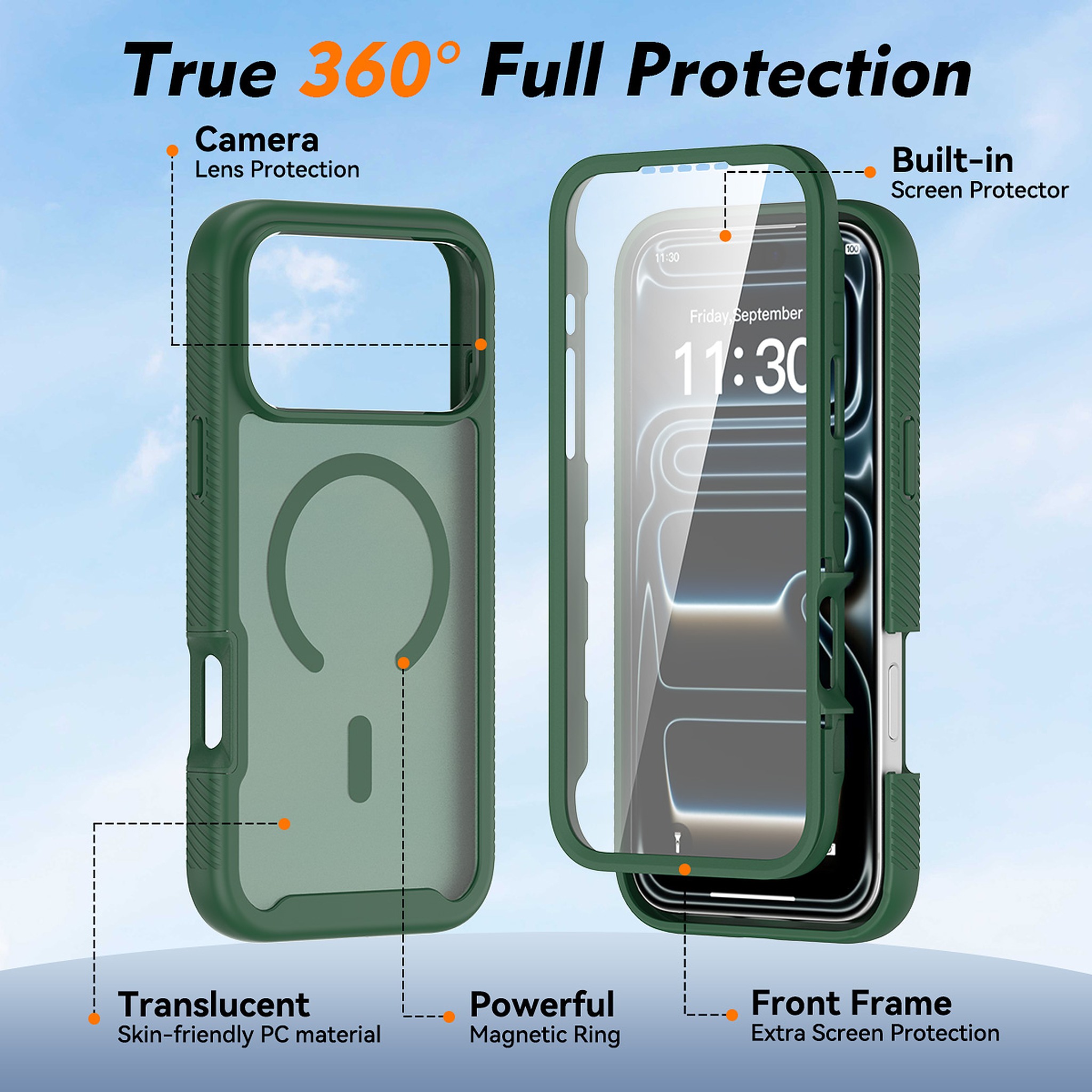 SendaFit Matte Starry Rugged MagSafe Case for iPhone 18 Pro Max (Fits iPhone 17 Pro Max) (with Screen Protector) detail 7