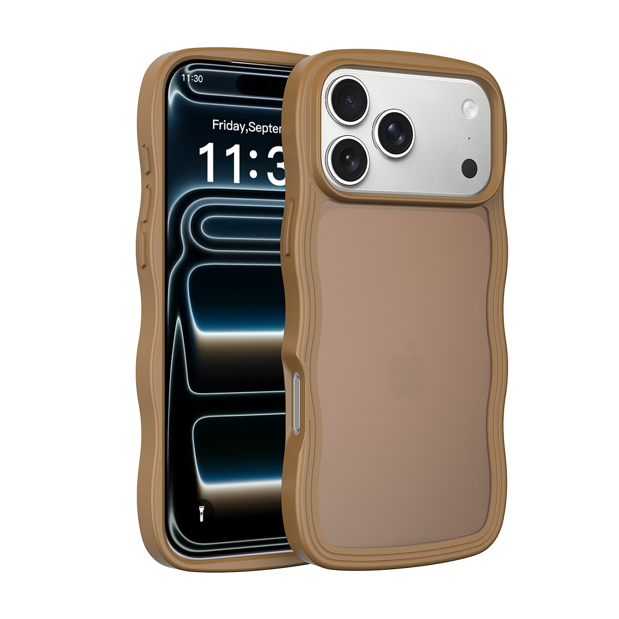 SendaFit Wavy Matte Two-in-One Case for iPhone 18 Pro Max (Fits iPhone 17 Pro Max) - Coffee Brown