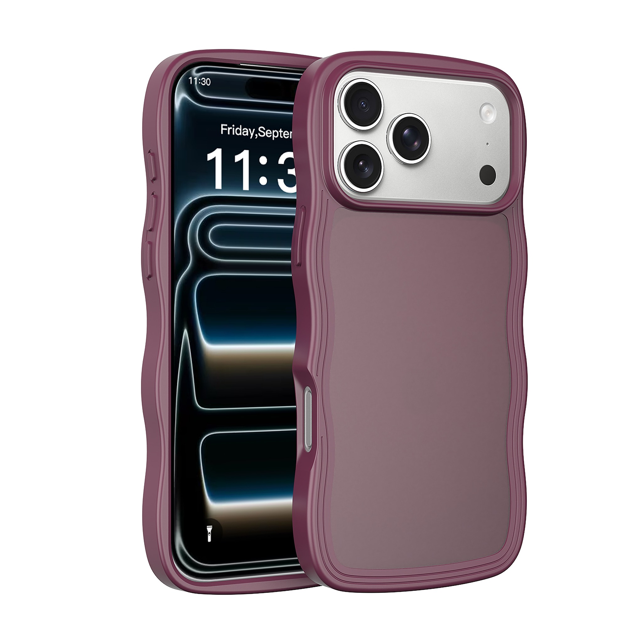 SendaFit Wavy Matte Two-in-One Case for iPhone 18 Pro Max (Fits iPhone 17 Pro Max) - Cherry Red