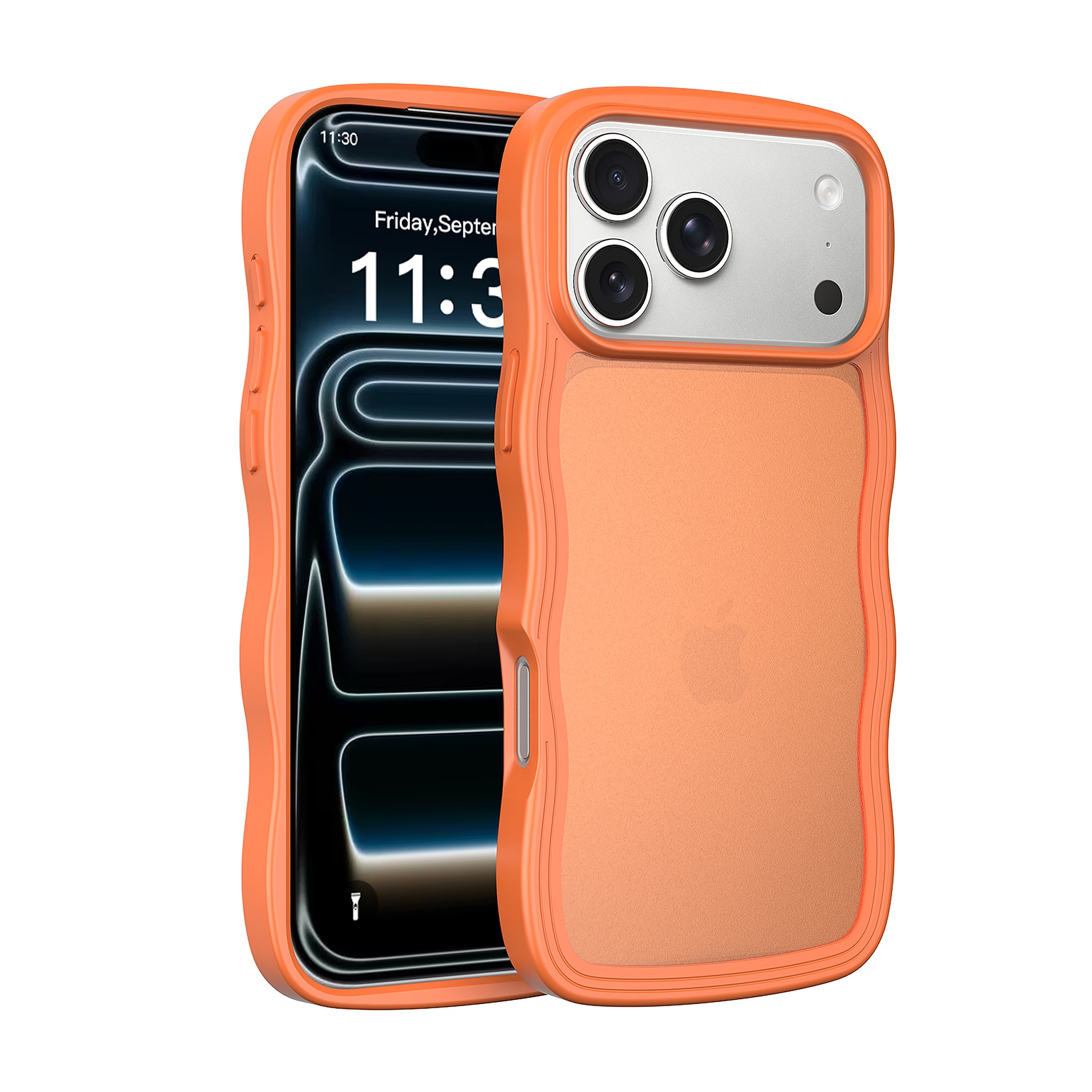 SendaFit Wavy Matte Two-in-One Case for iPhone 18 Pro Max (Fits iPhone 17 Pro Max) - Orange