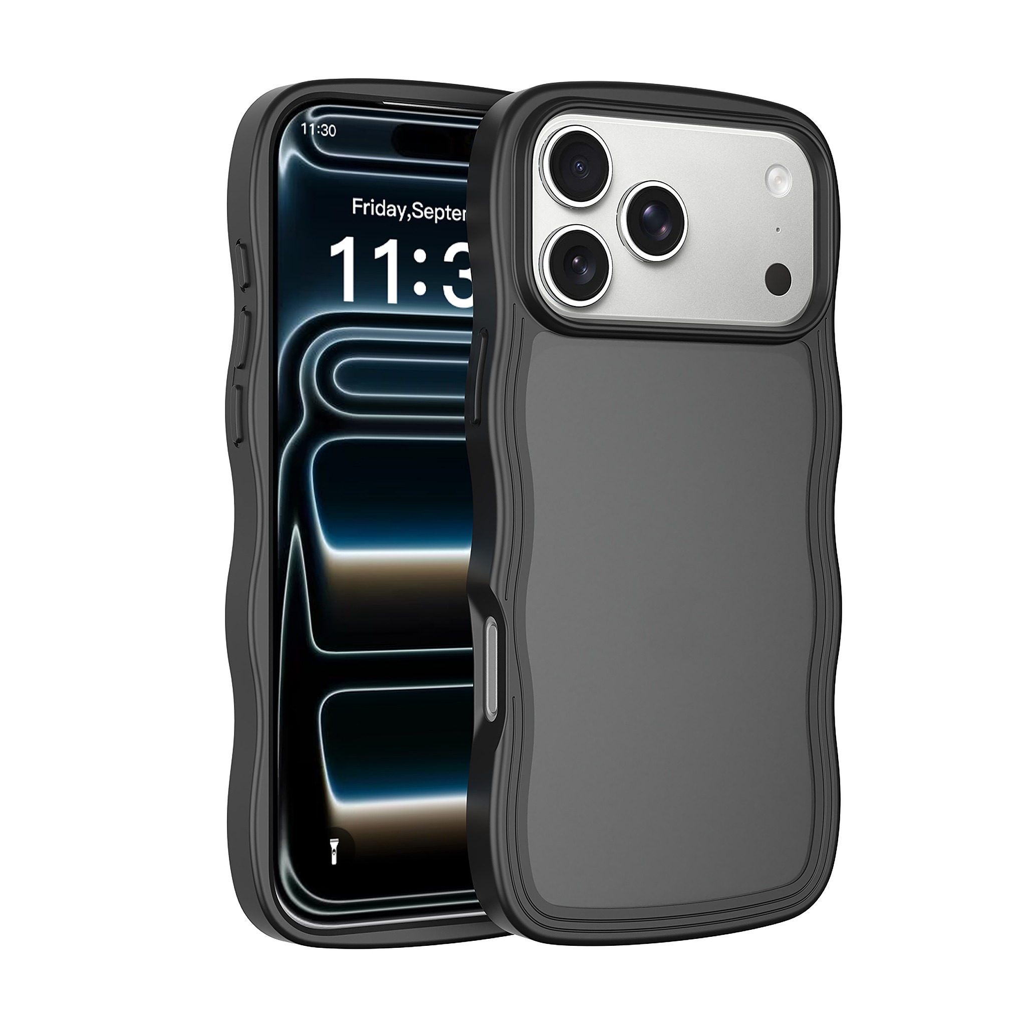 SendaFit Wavy Matte Two-in-One Case for iPhone 18 Pro Max (Fits iPhone 17 Pro Max) - Matte Black